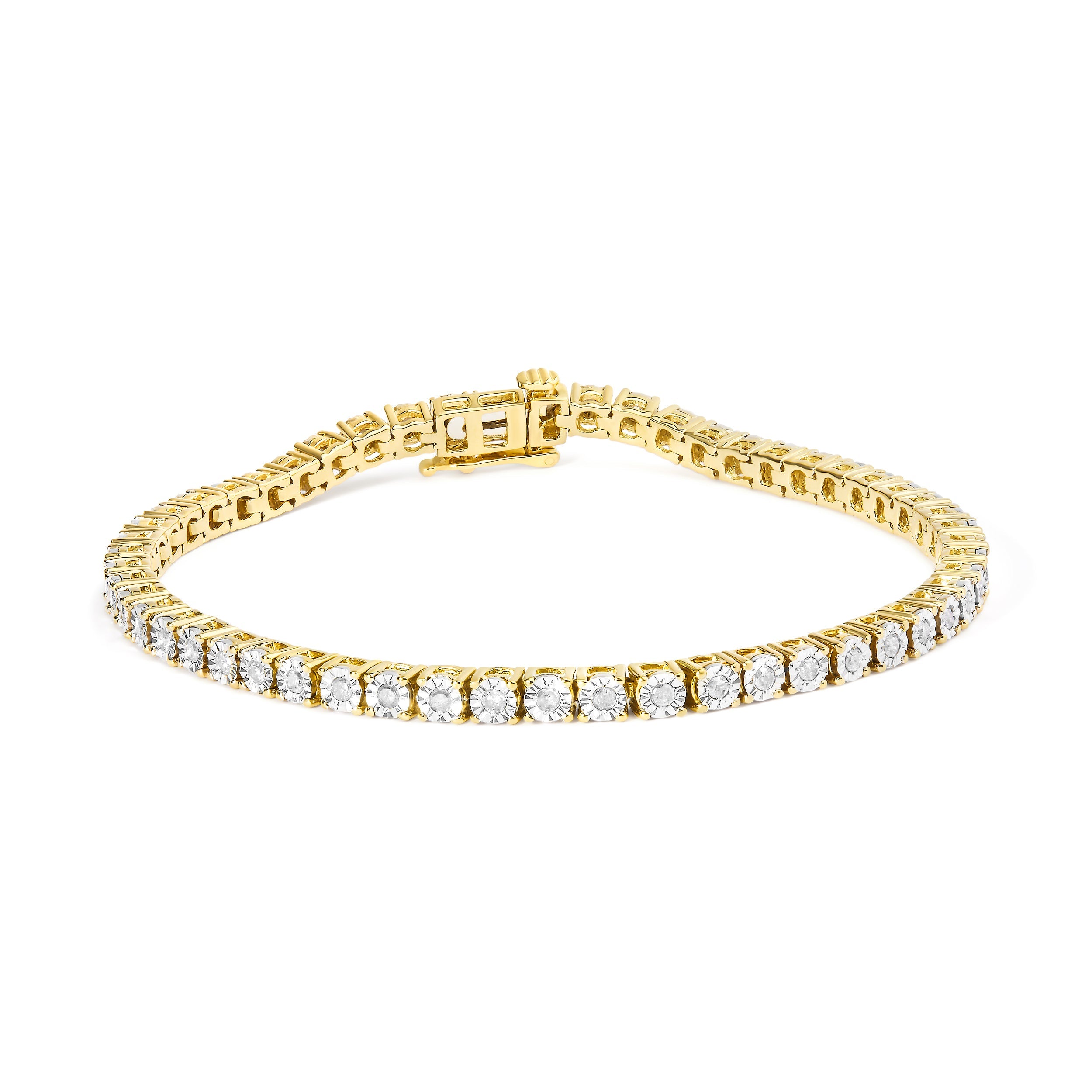 .925 Sterling Silver 1.0 Cttw Miracle-Set Diamond Round Faceted Bezel Tennis Bracelet I-J Color, I3 Clarity - 7" on sale at MyriadMart