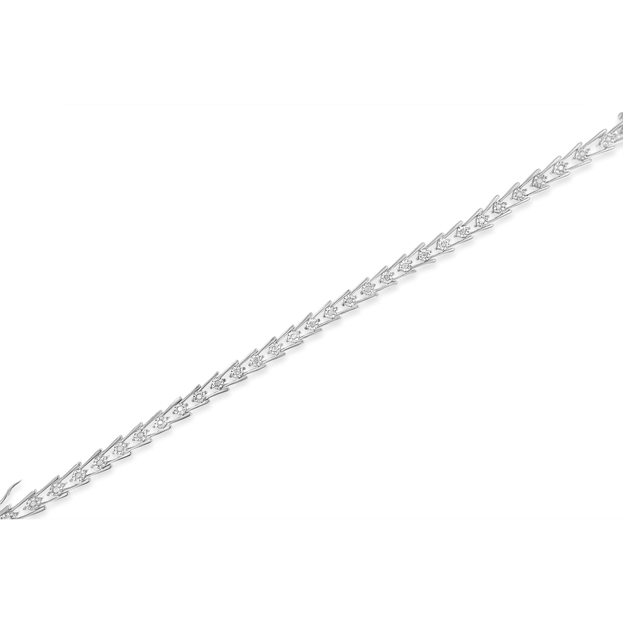 Sterling Silver Diamond Wave-Style Link Bracelet 0.5 cttw, I-J Color, I3 Clarity on sale at MyriadMart