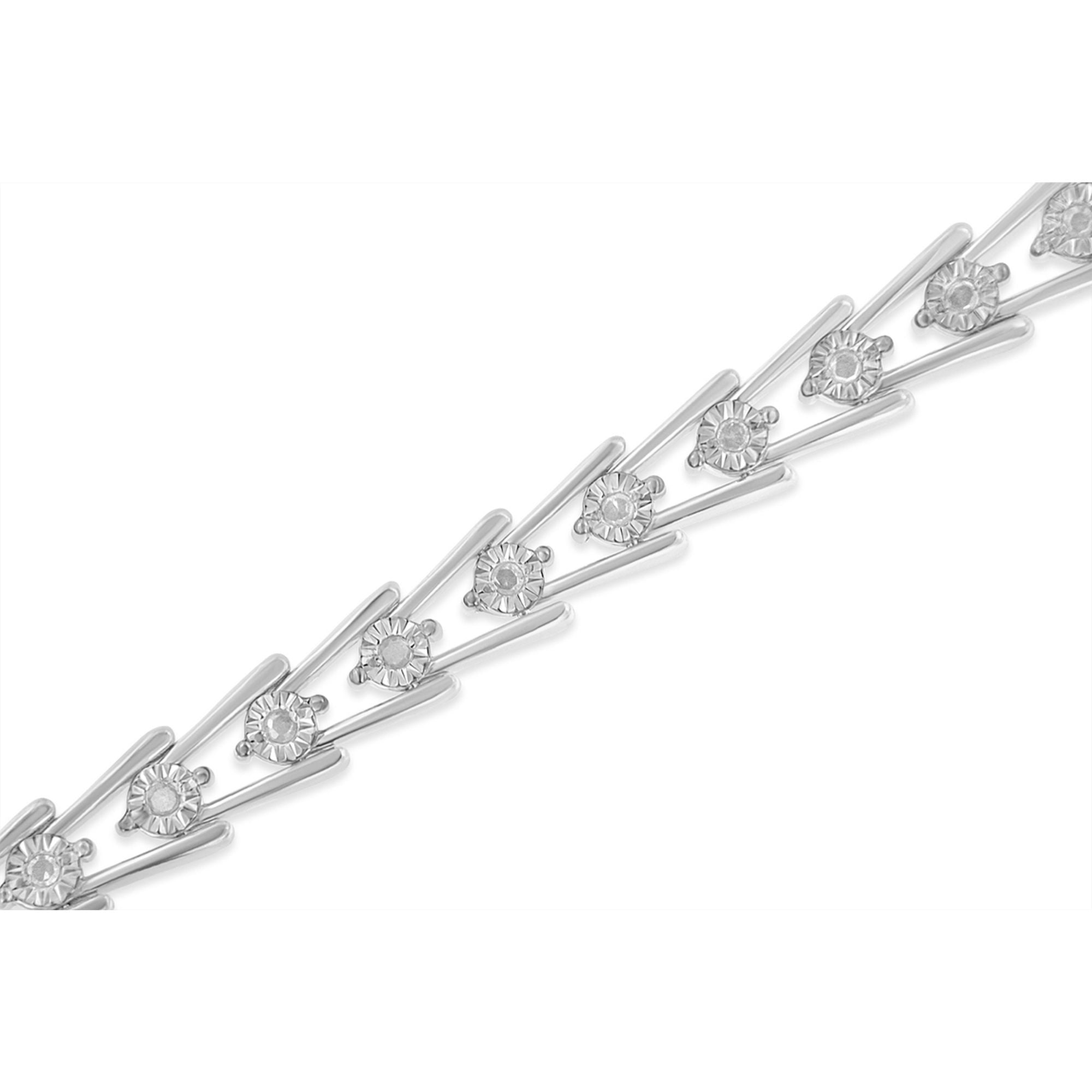 Sterling Silver Diamond Wave-Style Link Bracelet 0.5 cttw, I-J Color, I3 Clarity on sale at MyriadMart