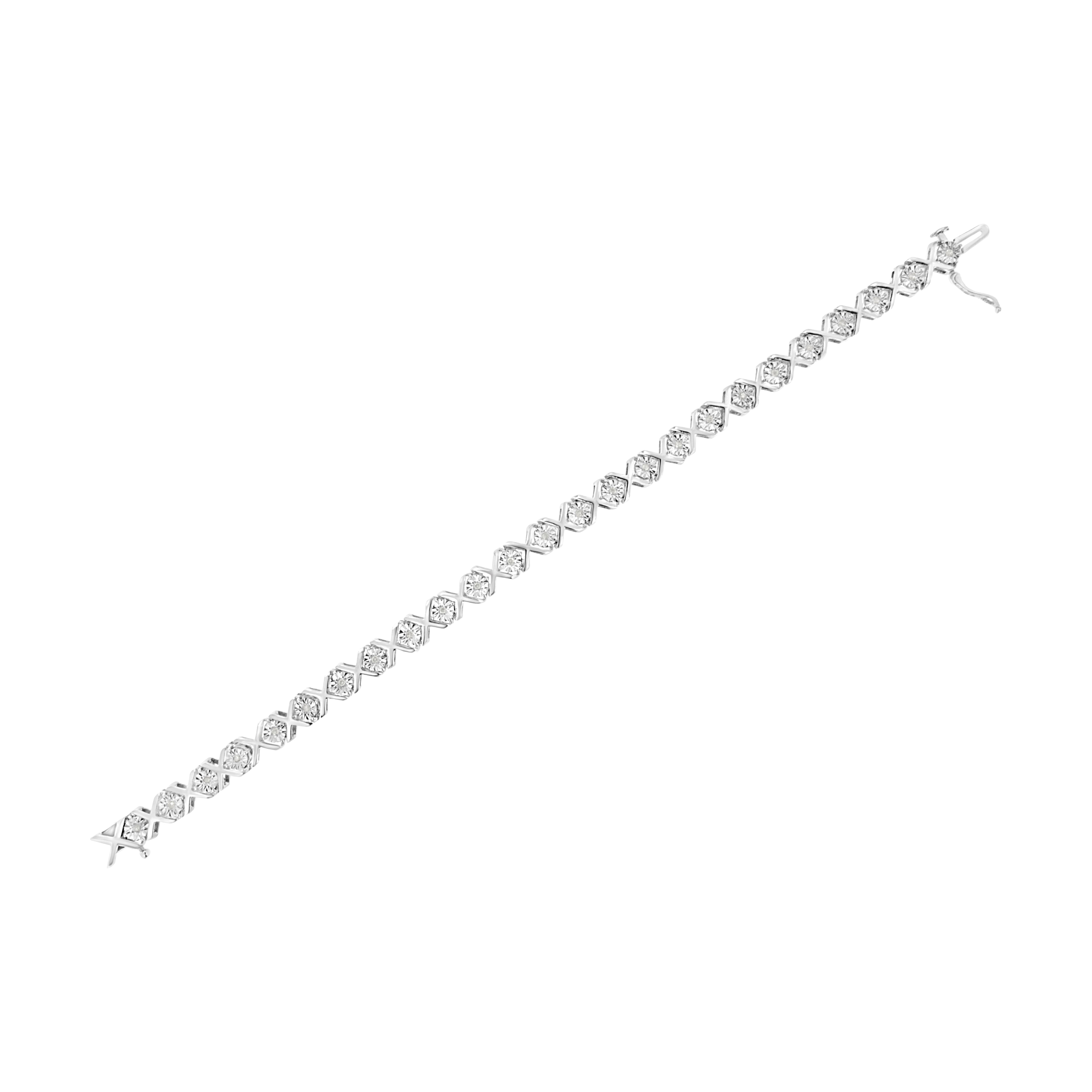.925 Sterling Silver 1/4 Cttw Miracle Set Diamond "X" Link Bracelet I-J Color, I3 Clarity - 7.25" on sale at MyriadMart