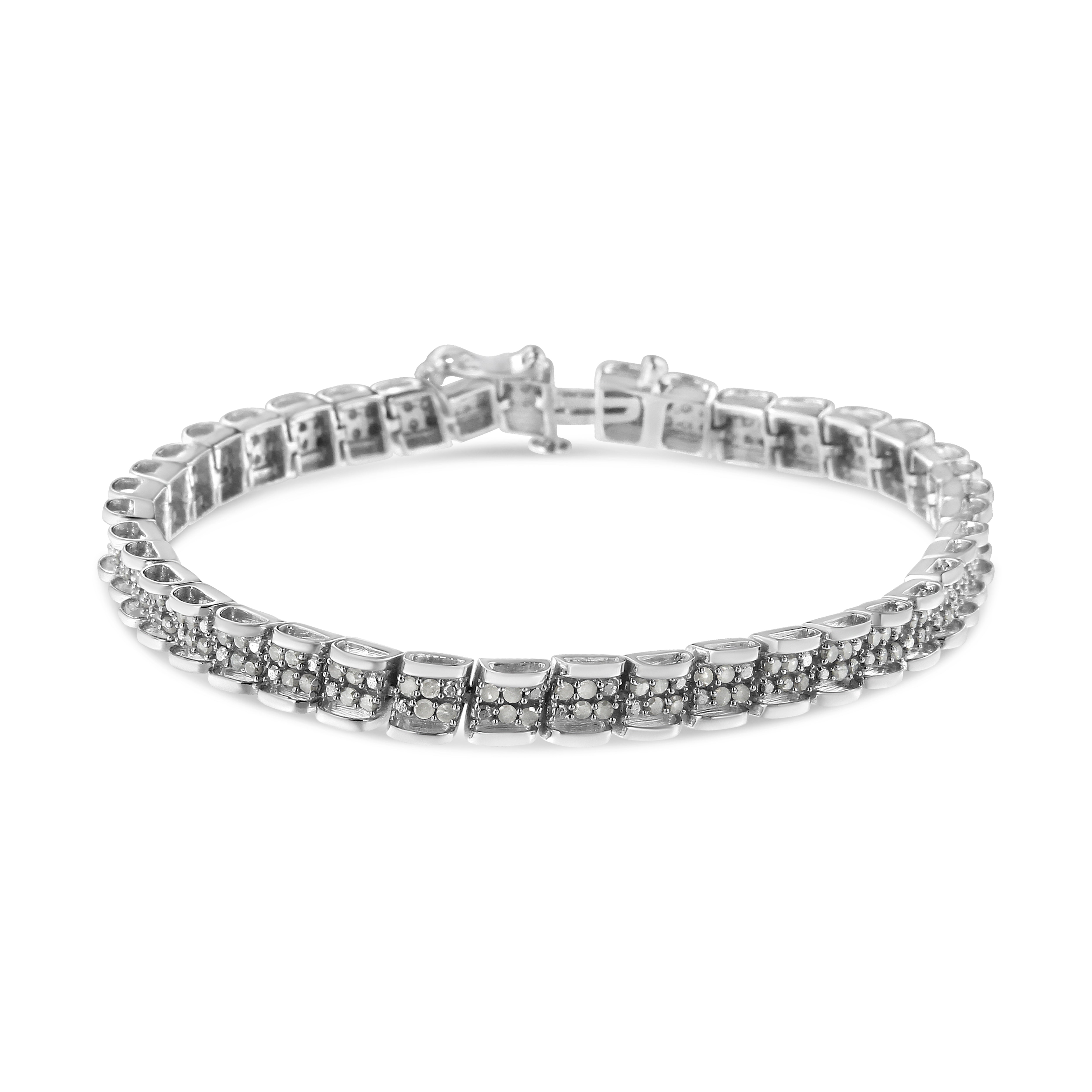 .925 Sterling Silver 2.0 Cttw Diamond 7" Round Miracle Plate Link Bracelet I-J Color, I2-I3 Clarity on sale at MyriadMart