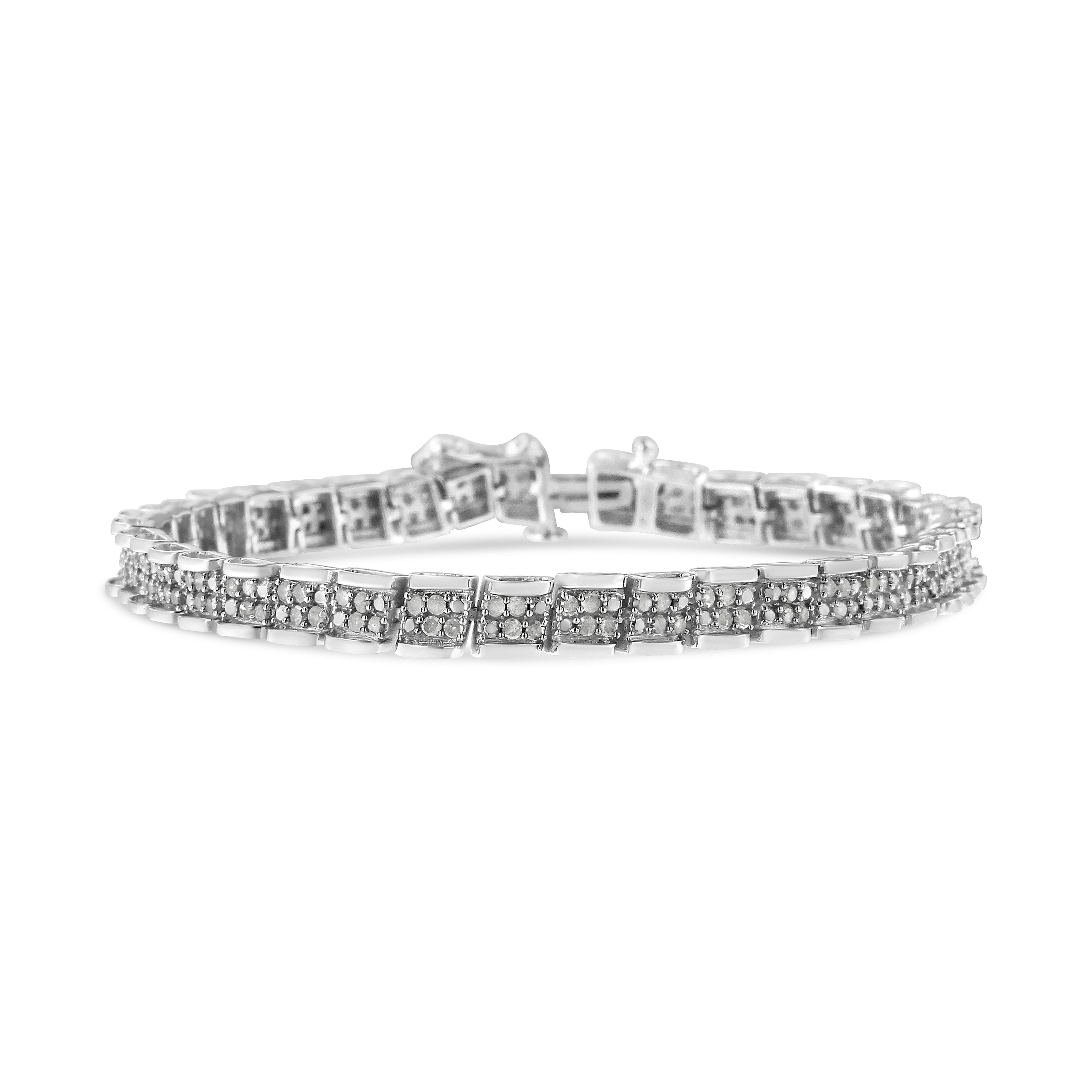 .925 Sterling Silver 2.0 Cttw Diamond 7" Round Miracle Plate Link Bracelet I-J Color, I2-I3 Clarity on sale at MyriadMart