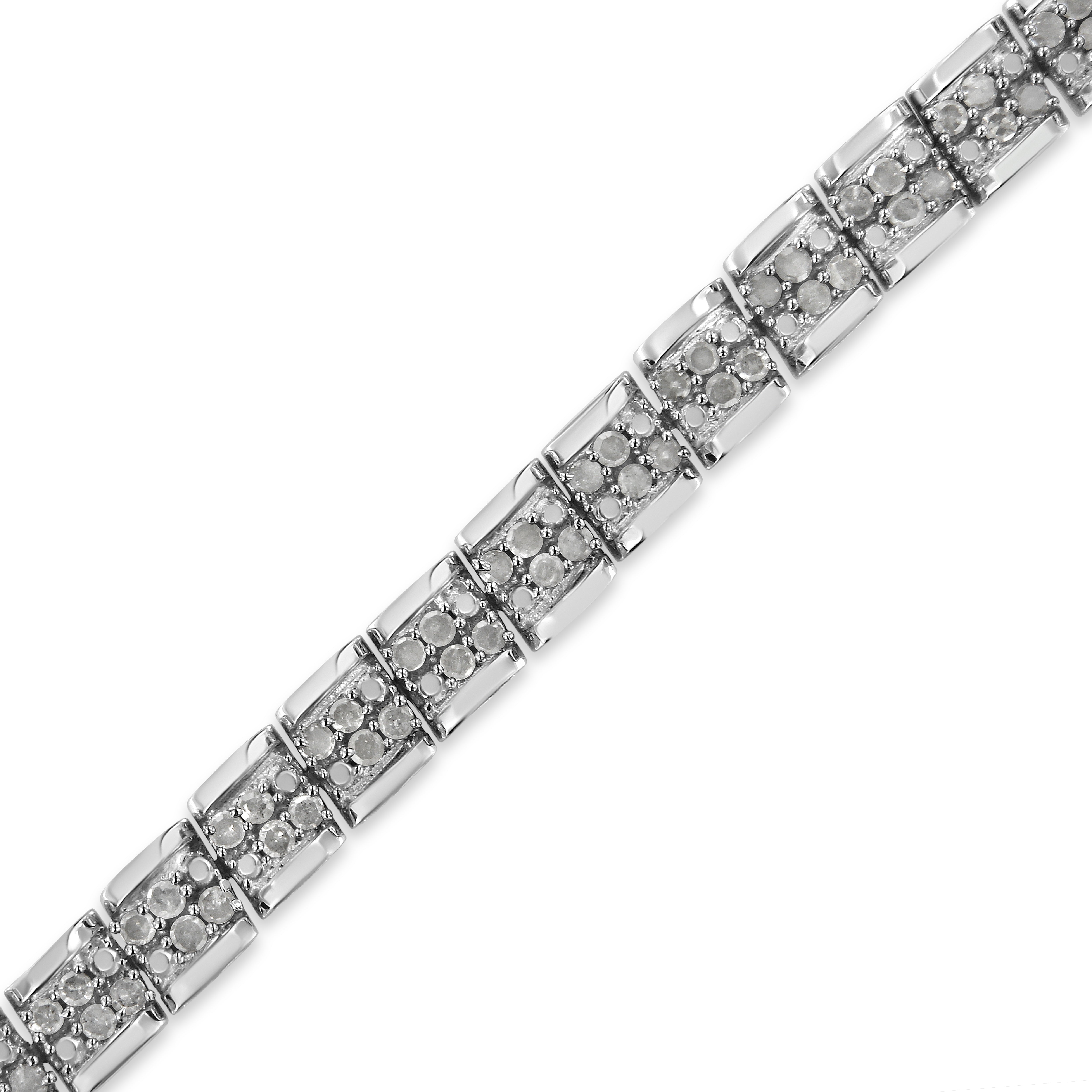 .925 Sterling Silver 2.0 Cttw Diamond 7" Round Miracle Plate Link Bracelet I-J Color, I2-I3 Clarity on sale at MyriadMart