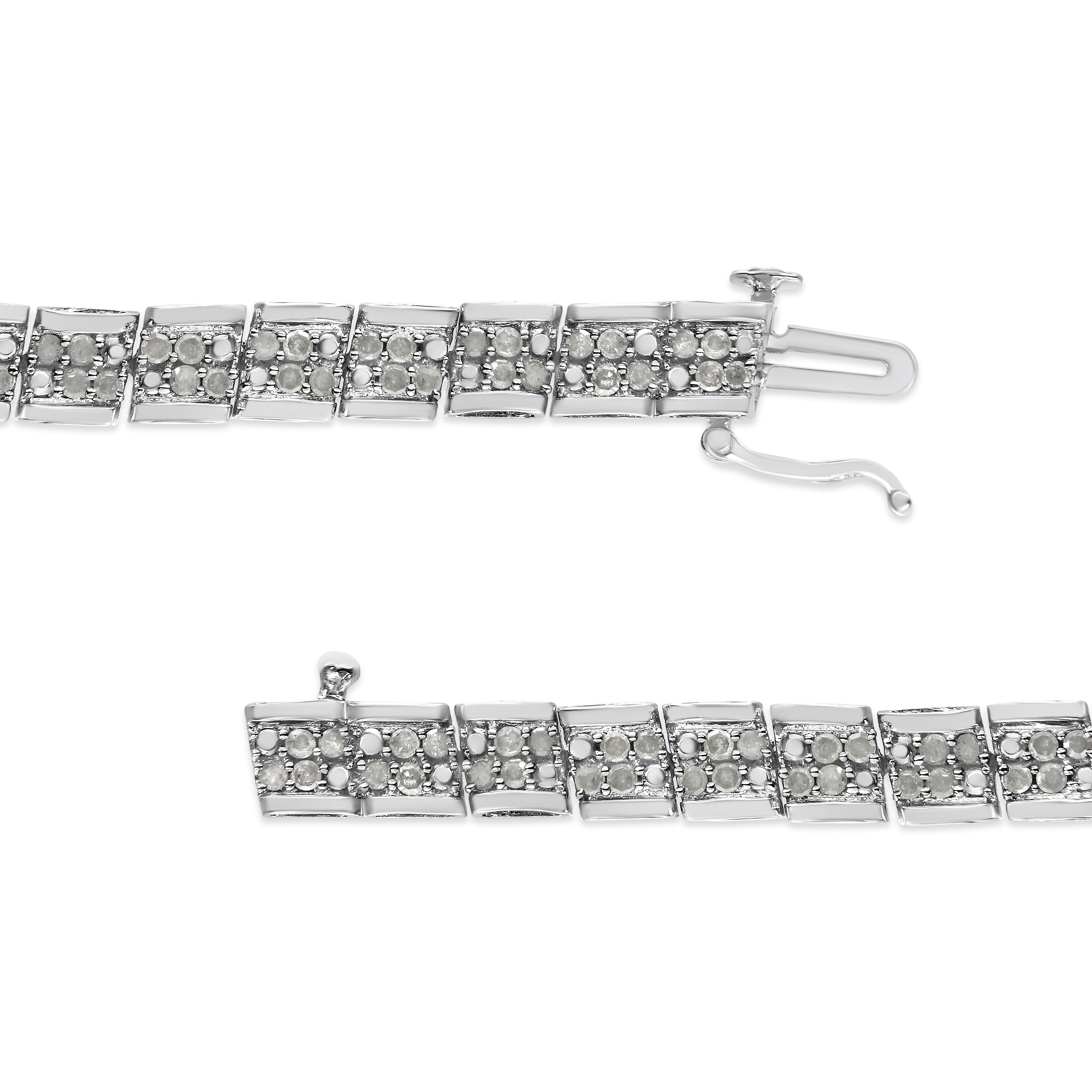 .925 Sterling Silver 2.0 Cttw Diamond 7" Round Miracle Plate Link Bracelet I-J Color, I2-I3 Clarity on sale at MyriadMart