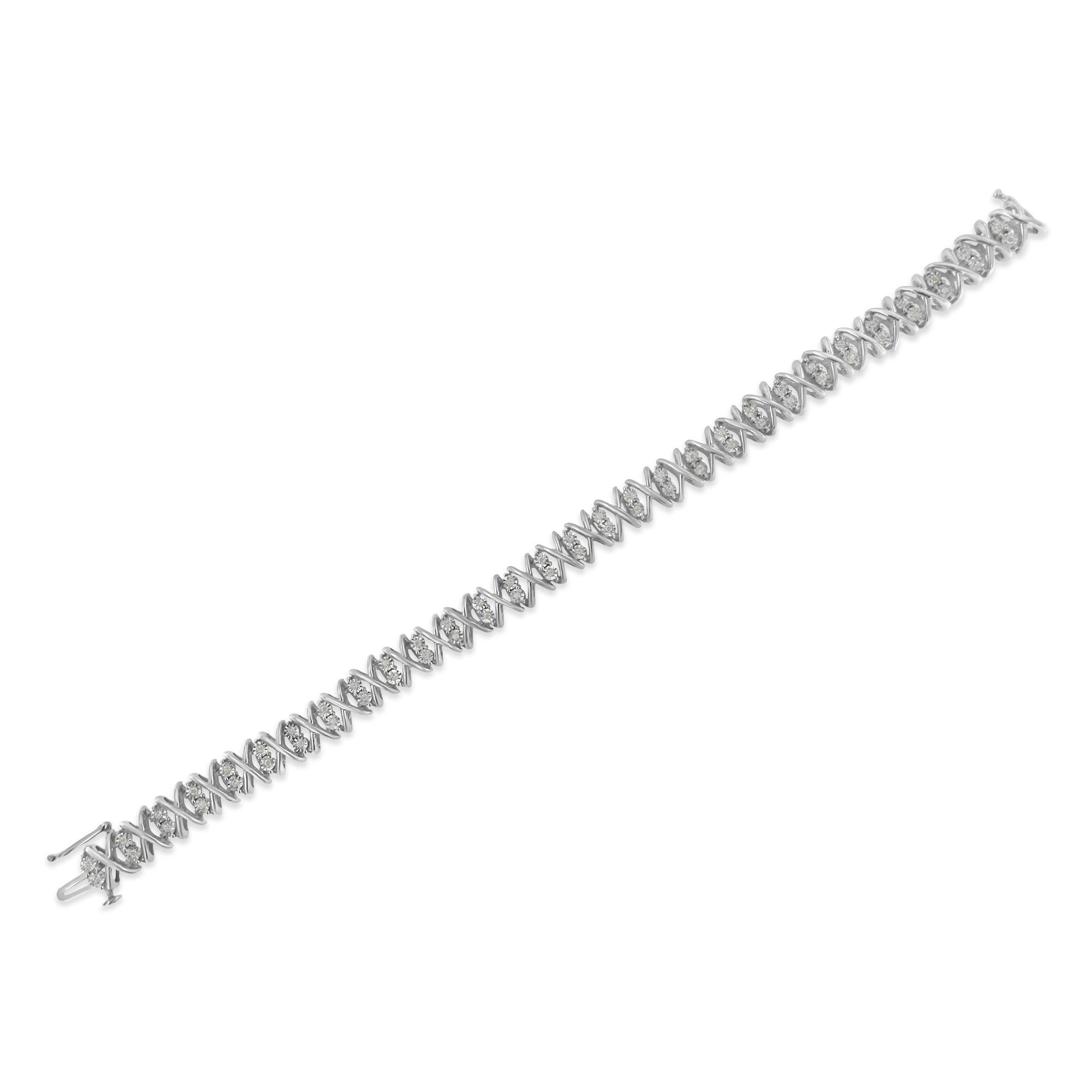 Sterling Silver rose-cut Diamond X-Link Bracelet 1 cttw, I-J Color, I2-I3 Clarity on sale at MyriadMart