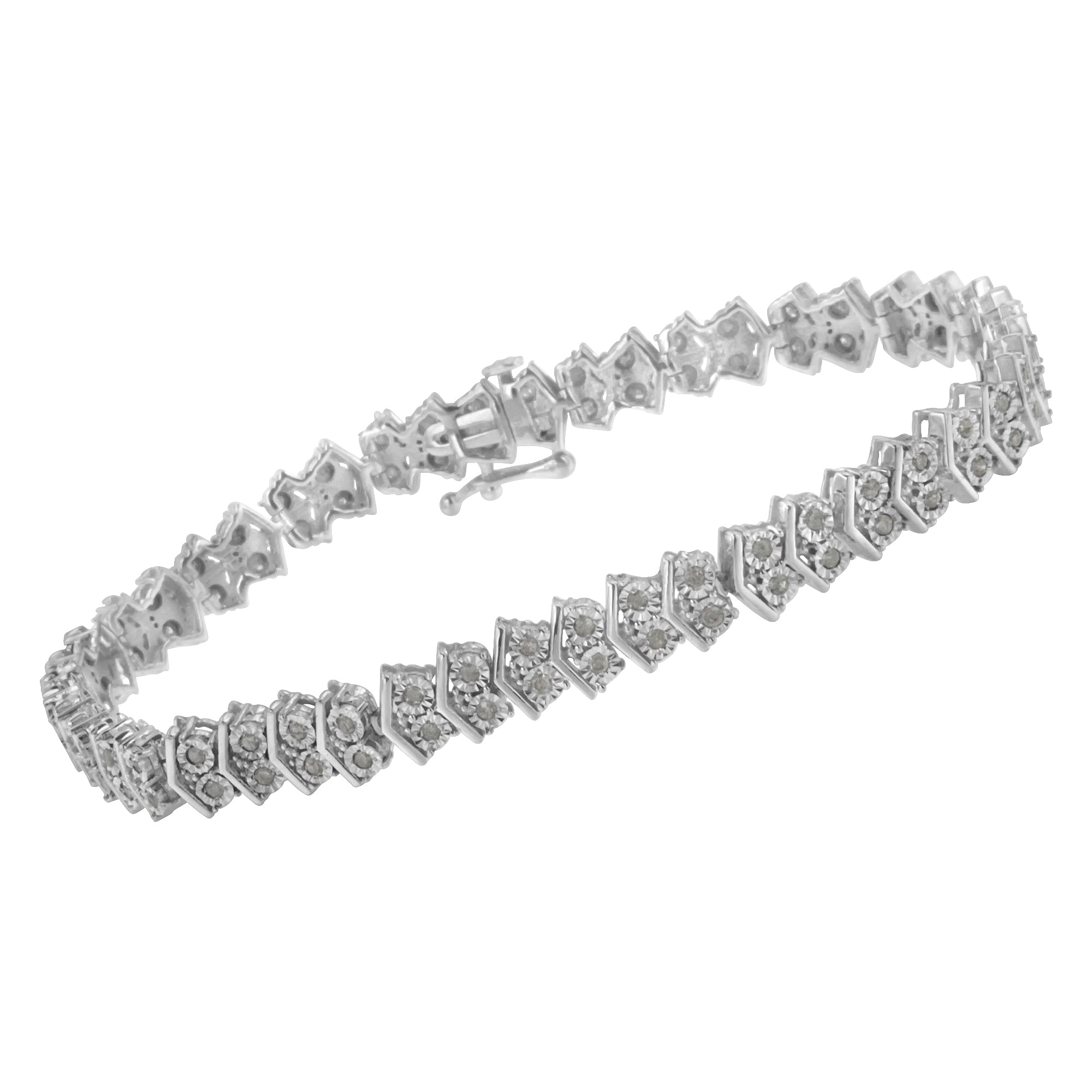 .925 Sterling Silver 1.0 cttw Diamond "Arrow" Shape Tennis Link Bracelet I-J Color, I3 Clarity -7.25" on sale at MyriadMart