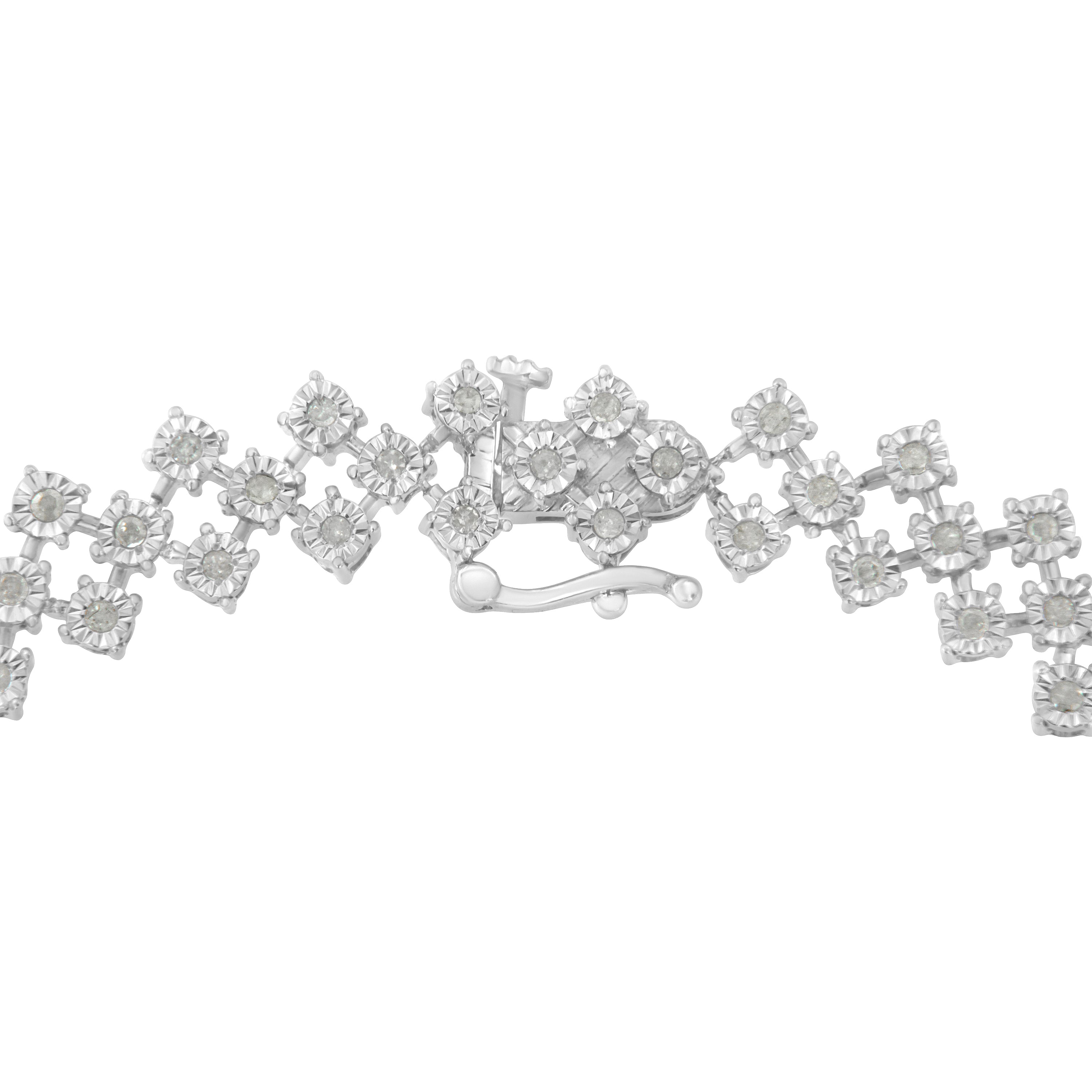 .925 Sterling Silver 1.0 cttw Miracle-Set Round Diamond "Zig Zag" Link Bracelet I-J Color, I3 Clarity -7.25 on sale at MyriadMart