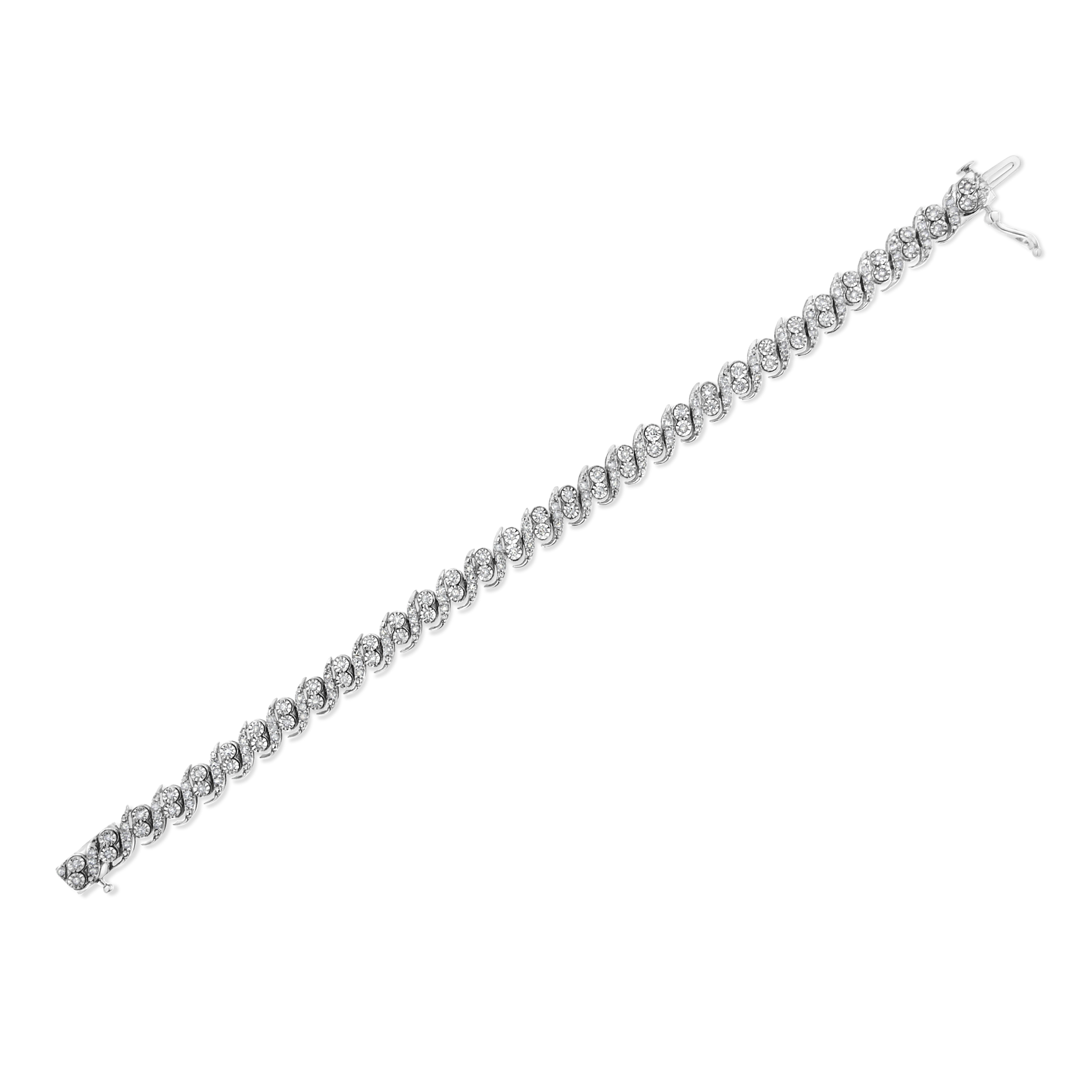 .925 Sterling Silver 2.0 Cttw Round-Cut Diamond "S" Link Bracelet I-J Color, I3 Clarity - 7.25" on sale at MyriadMart