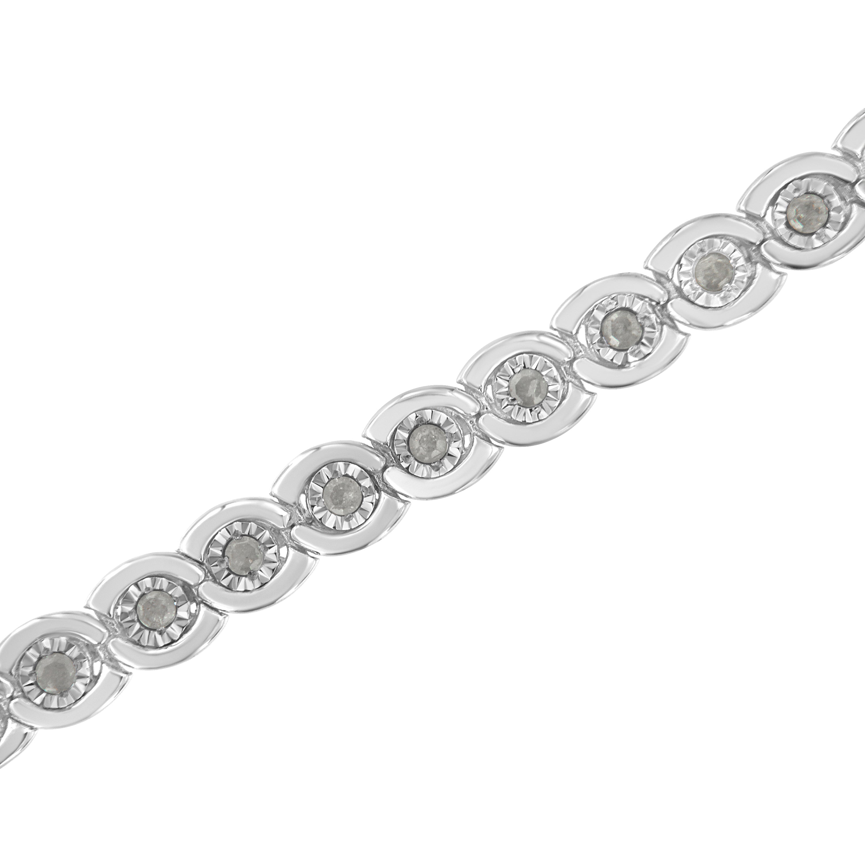 .925 Sterling Silver 1.0 cttw Miracle Set Diamond Spiraling Bezel Link Bracelet I-J Color, I3 Clarity -7.25" on sale at MyriadMart