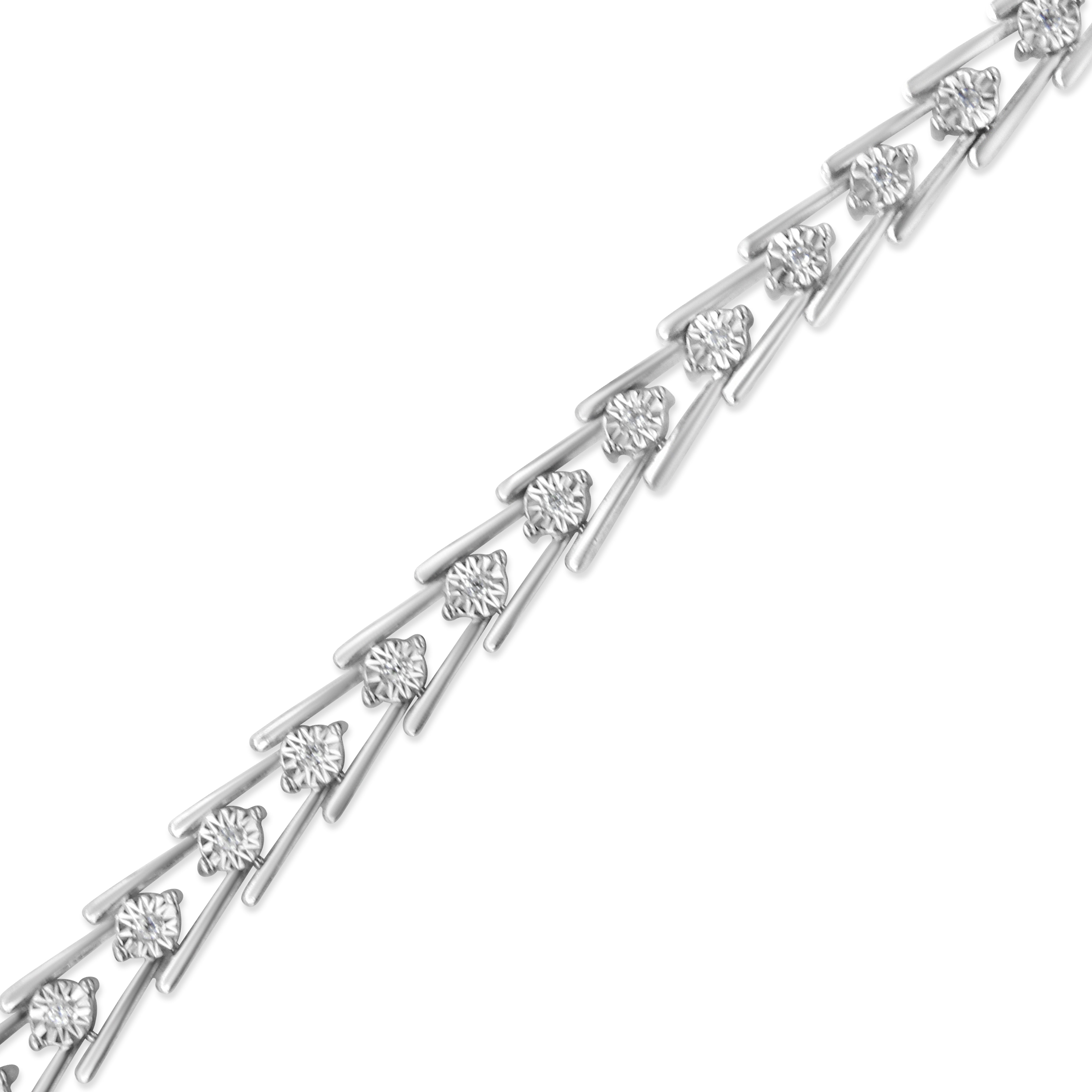.925 Sterling Silver Diamond Miracle-Set Double Swoosh Milgrain Style Tennis Bracelet 1/2 cttw, I-J Color, I3 Clarity - Size 7.75" on sale at MyriadMart