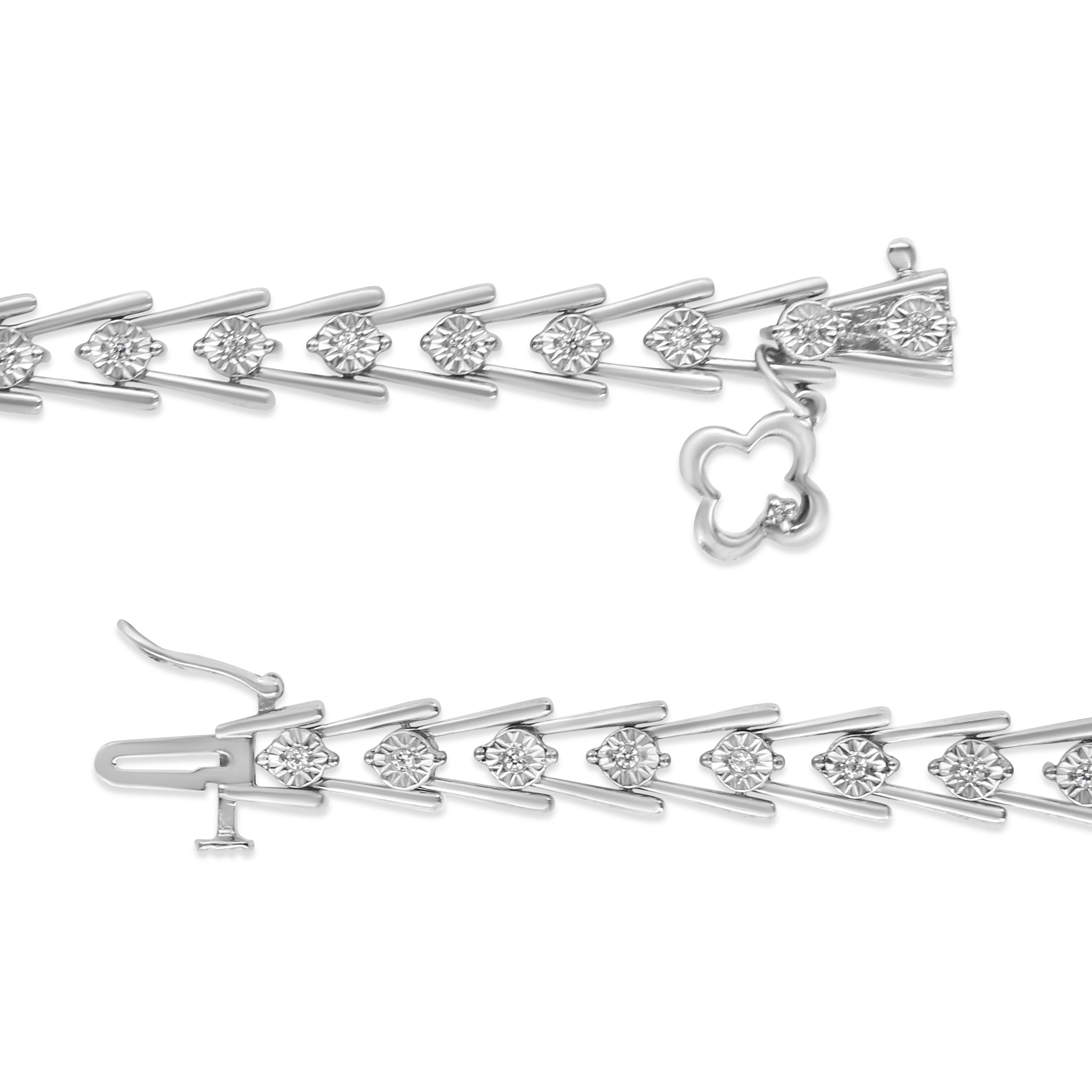 .925 Sterling Silver Diamond Miracle-Set Double Swoosh Milgrain Style Tennis Bracelet 1/2 cttw, I-J Color, I3 Clarity - Size 7.75" on sale at MyriadMart
