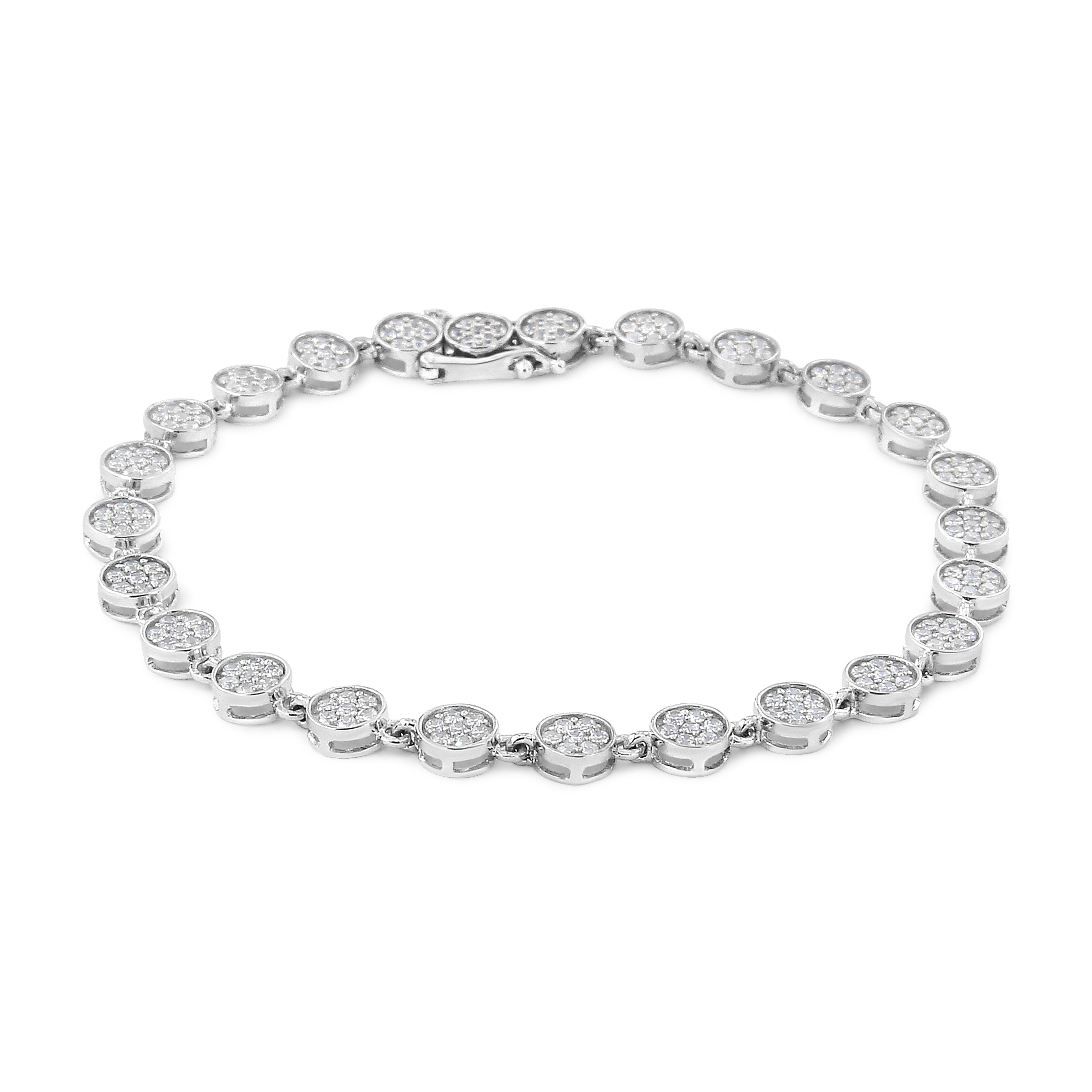 .925 Sterling Silver 2.0 Cttw Round Diamond Link Bracelet G-H Color, I1-I2 Clarity - 7.25" on sale at MyriadMart