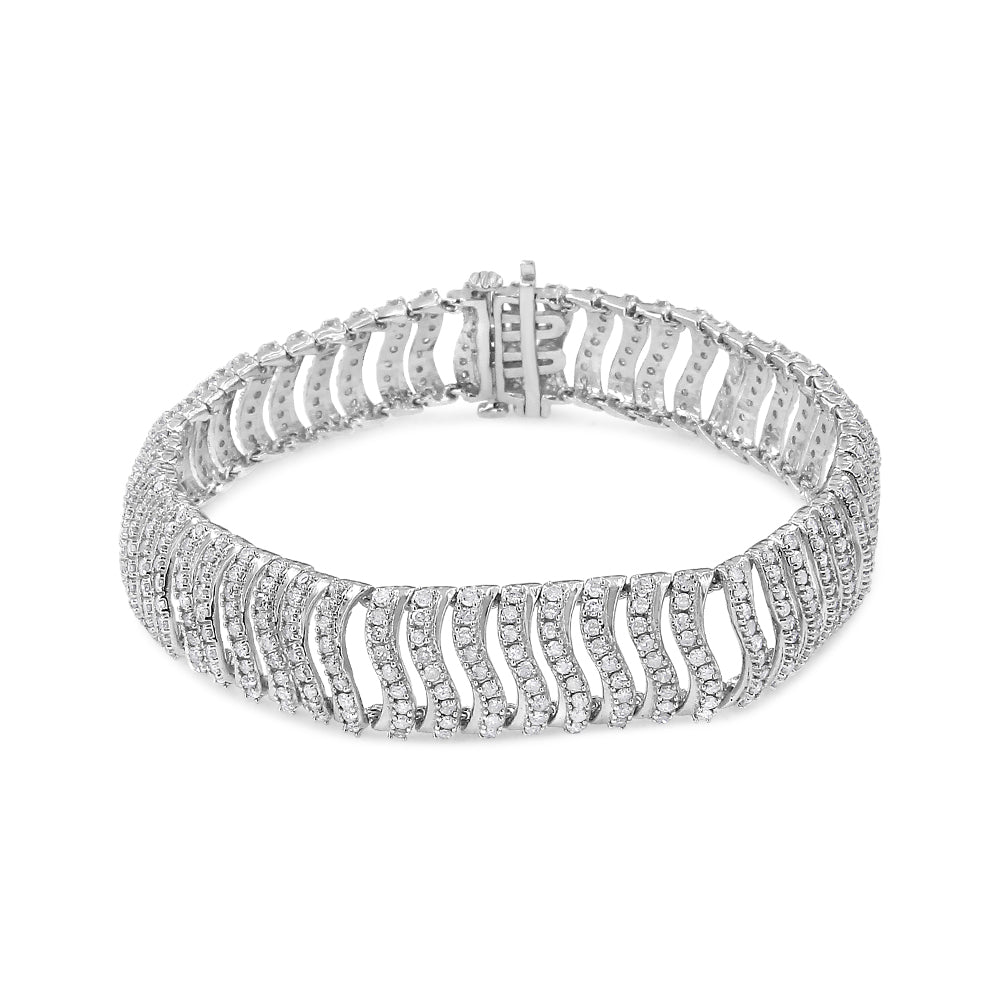 .925 Sterling Silver 5.00 Cttw Round-Cut Diamond "S" Link Bracelet I-J Color, I3 Clarity - Size 7.25 on sale at MyriadMart