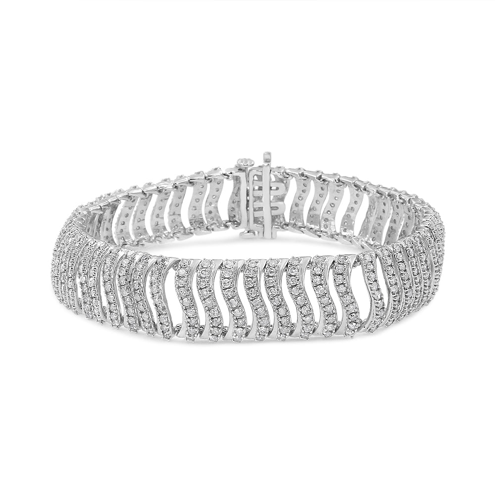 .925 Sterling Silver 5.00 Cttw Round-Cut Diamond "S" Link Bracelet I-J Color, I3 Clarity - Size 7.25 on sale at MyriadMart