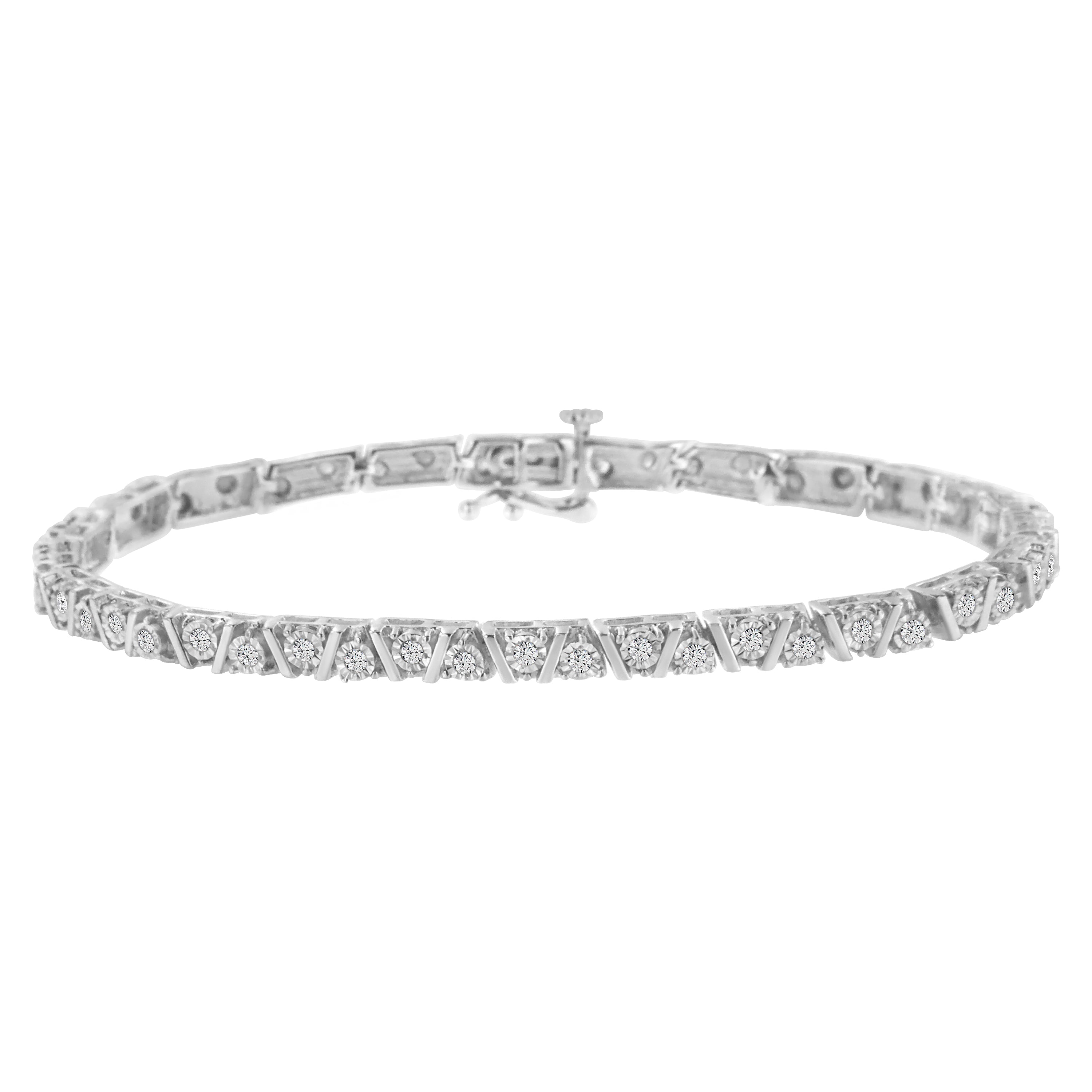 .925 Sterling Silver 1.0 cttw Miracle-Set Diamond Tennis Bracelet I-J Color, I3 Clarity - 7.25" on sale at MyriadMart