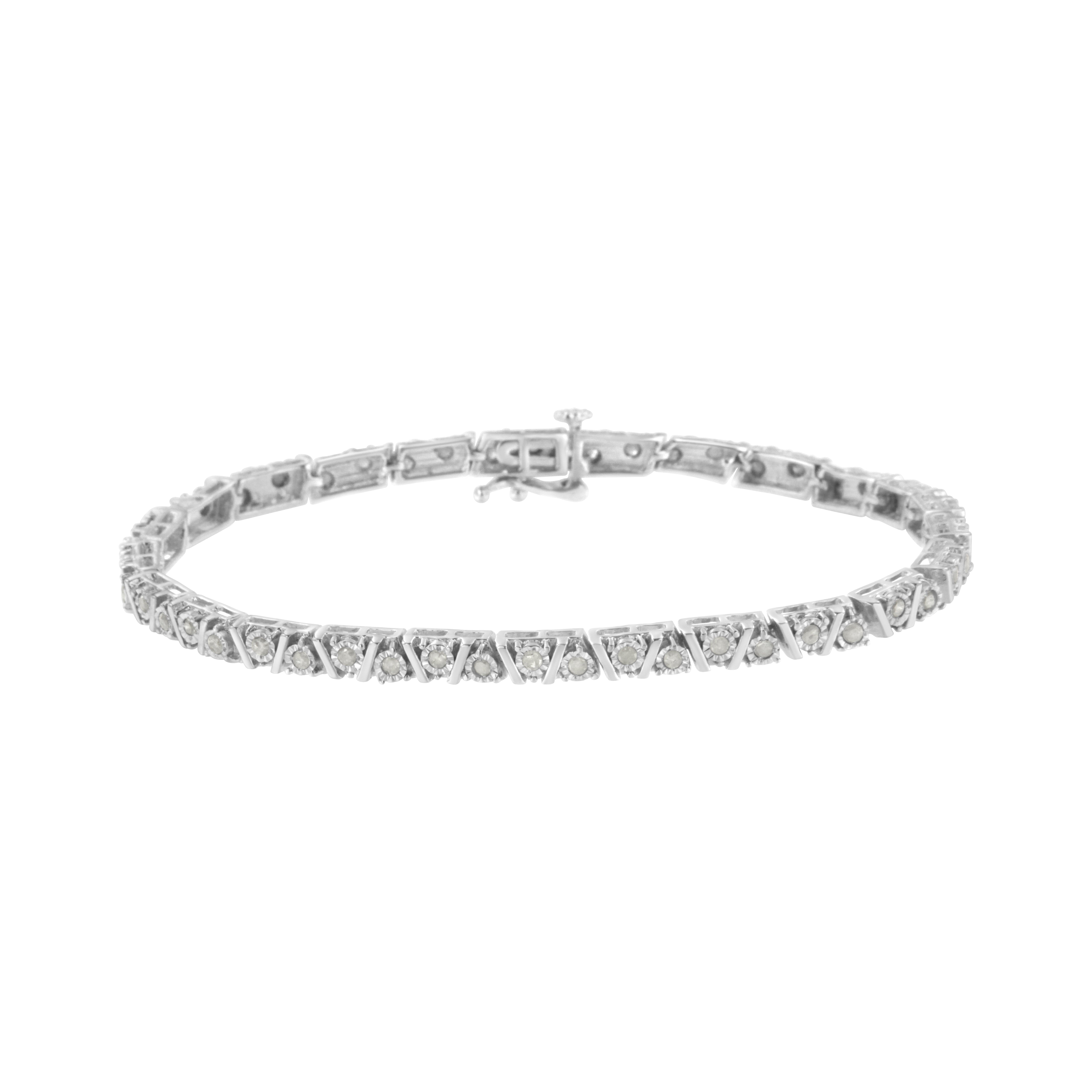 .925 Sterling Silver 1.0 cttw Miracle-Set Diamond Tennis Bracelet I-J Color, I3 Clarity - 7.25" on sale at MyriadMart