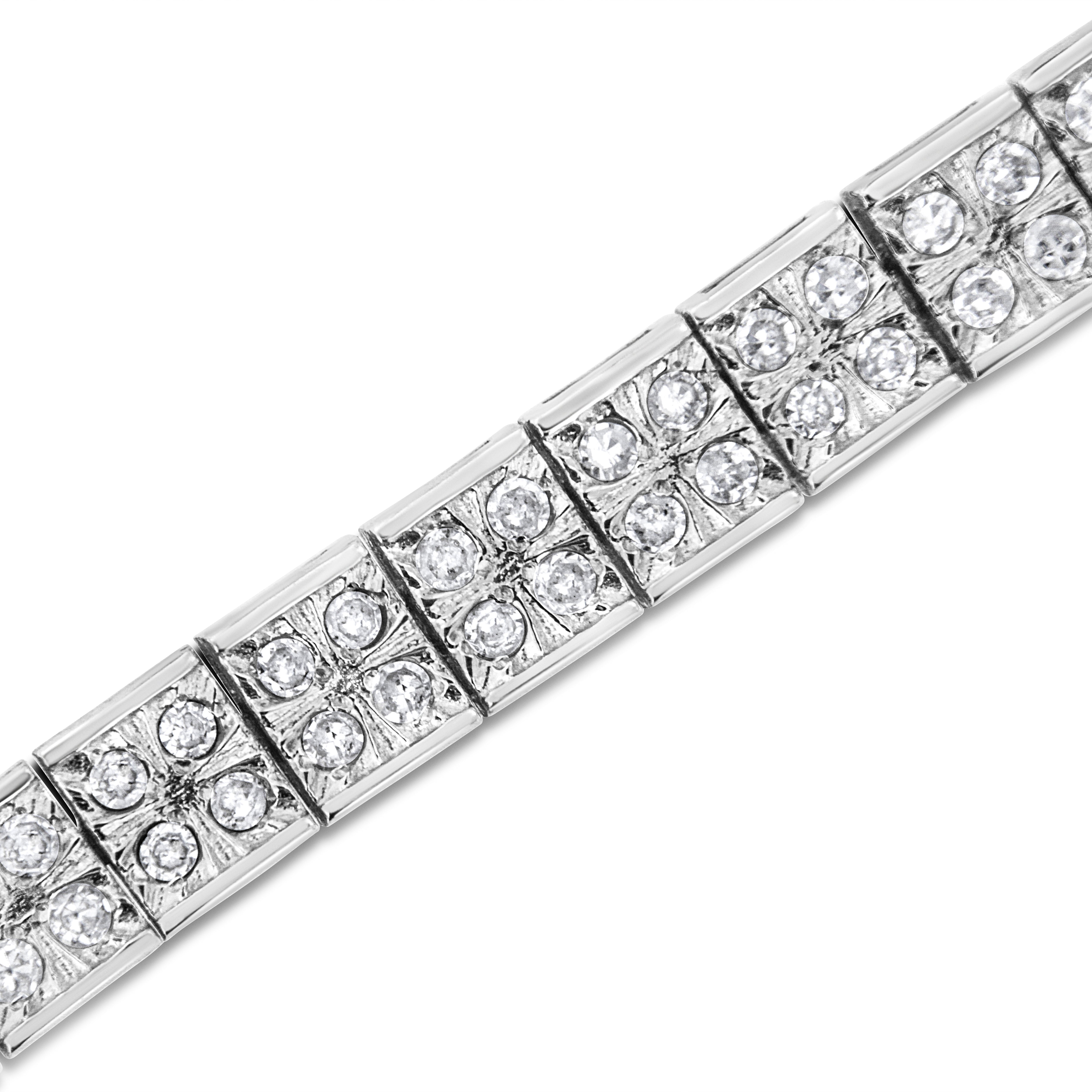 .925 Sterling Silver 2 Cttw Prong Set Round-Cut Diamond 4 Stone Box Link Bracelet I-J Color, I3 Clarity - 7.25" on sale at MyriadMart