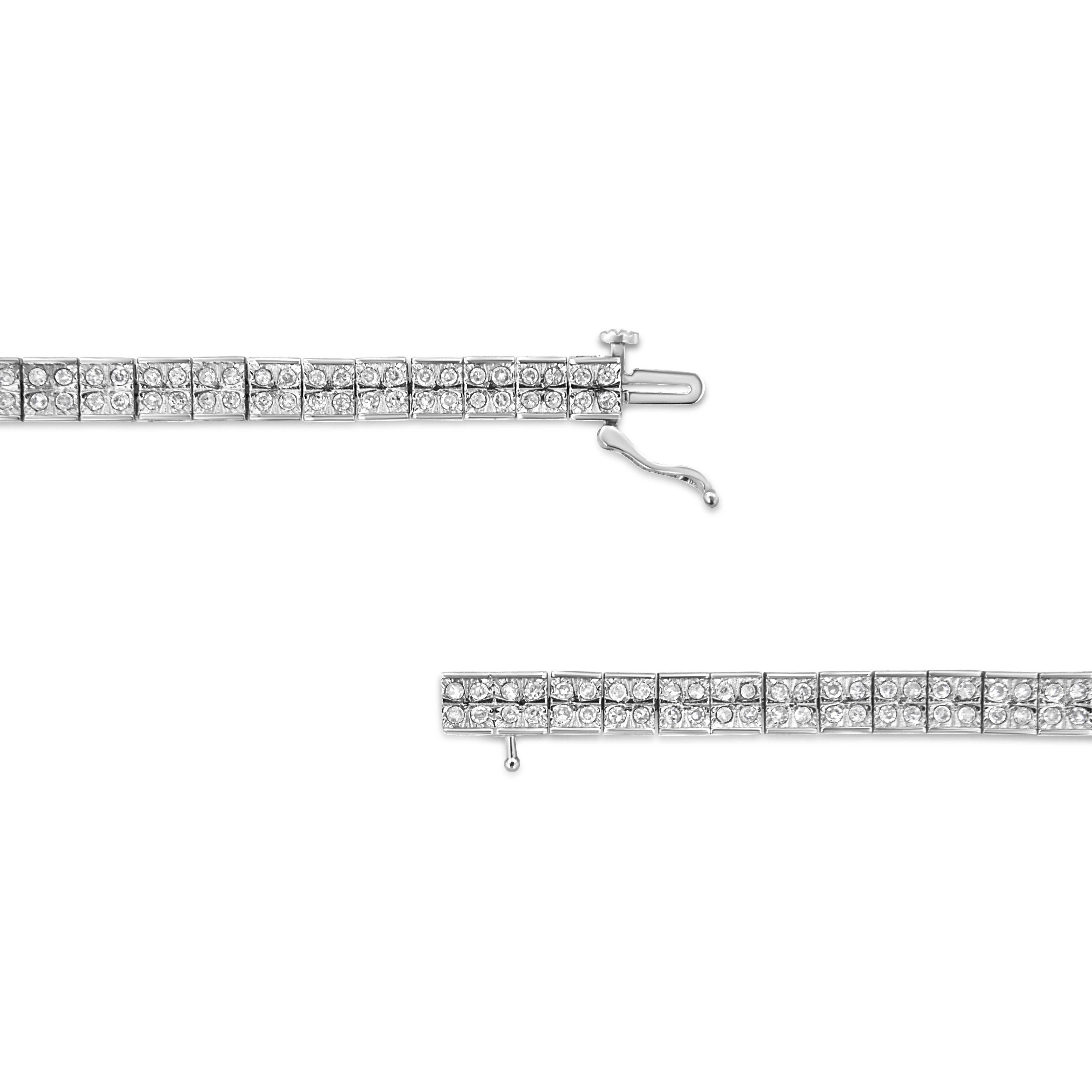 .925 Sterling Silver 2 Cttw Prong Set Round-Cut Diamond 4 Stone Box Link Bracelet I-J Color, I3 Clarity - 7.25" on sale at MyriadMart