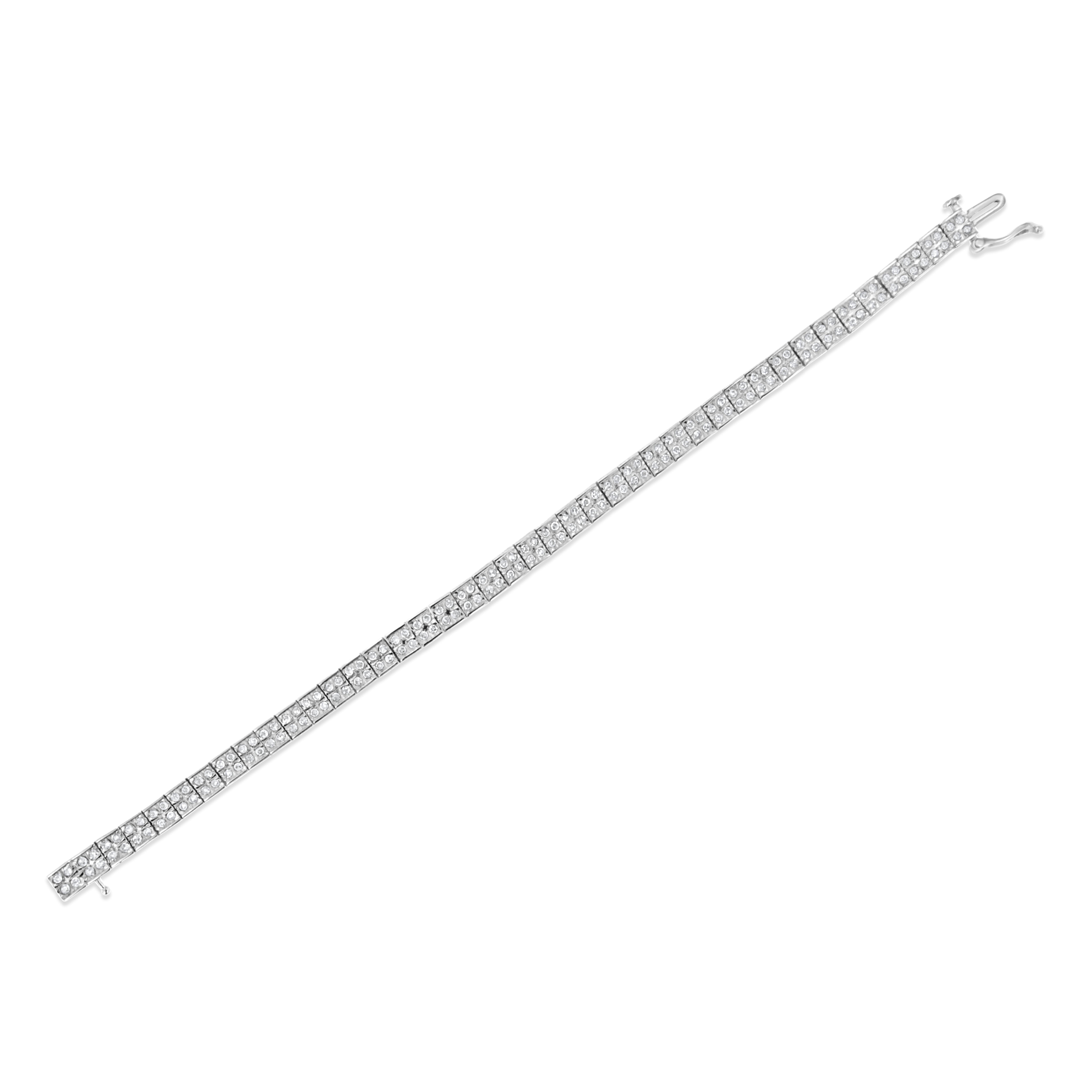 .925 Sterling Silver 2 Cttw Prong Set Round-Cut Diamond 4 Stone Box Link Bracelet I-J Color, I3 Clarity - 7.25" on sale at MyriadMart