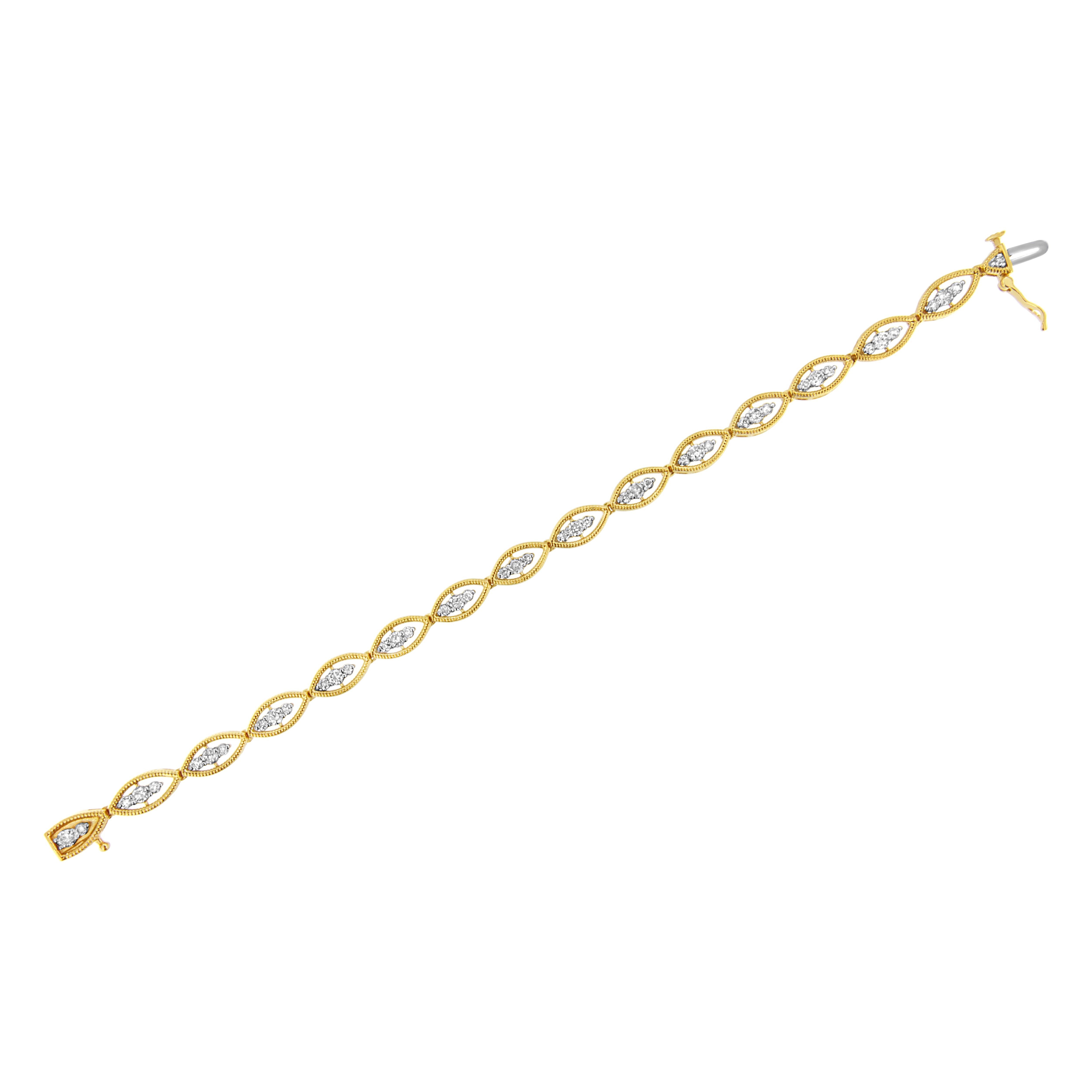 10K Yellow Gold Plated .925 Sterling Silver 1 cttw Prong Set Round-Cut Diamond Link Bracelet J-K Color, I1-I2 Clarity - 7.25" on sale at MyriadMart