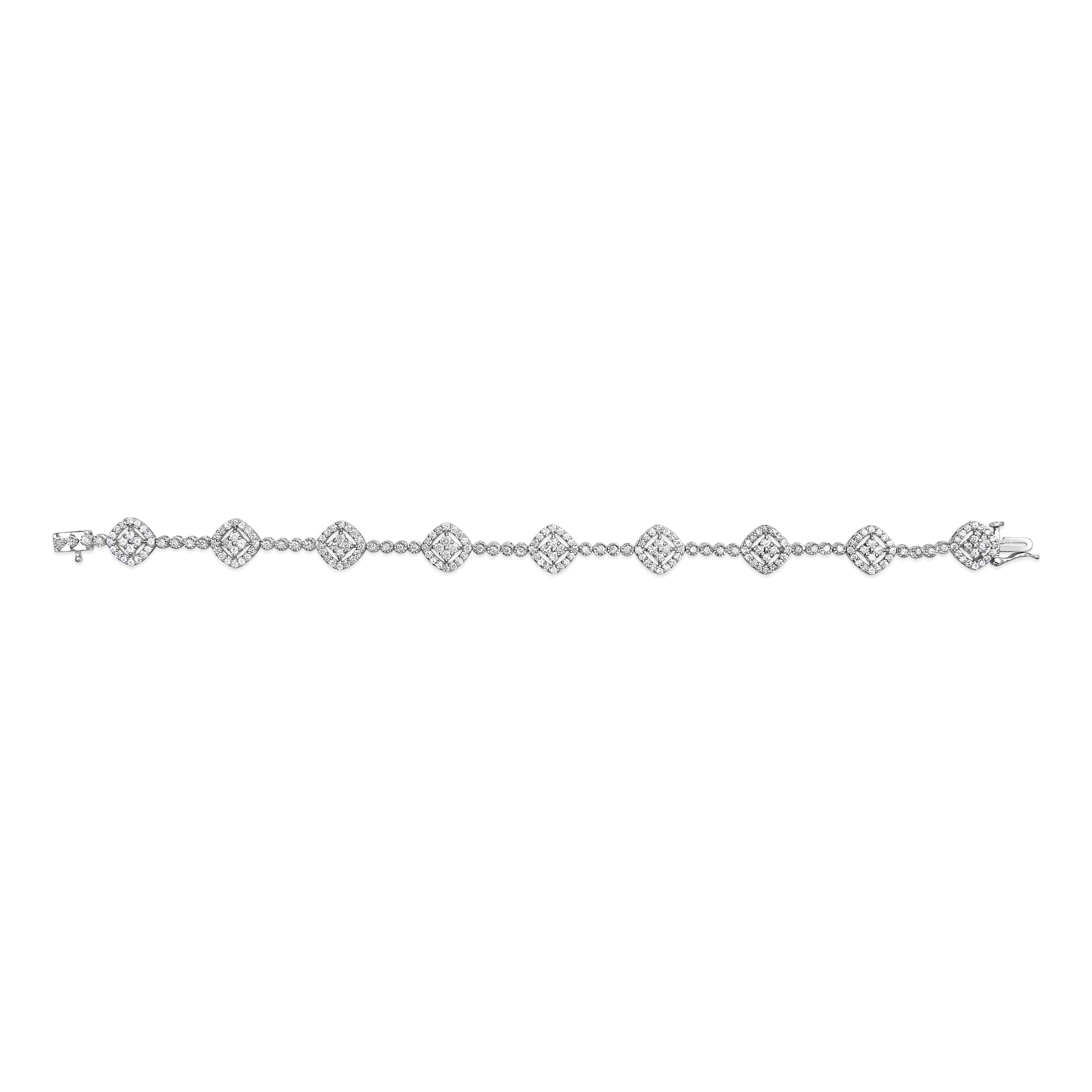 .925 Sterling Silver 3.0 Cttw Diamond Halo Square Shape Link Bracelet I-J Color, I3 Clarity - 7.25" on sale at MyriadMart