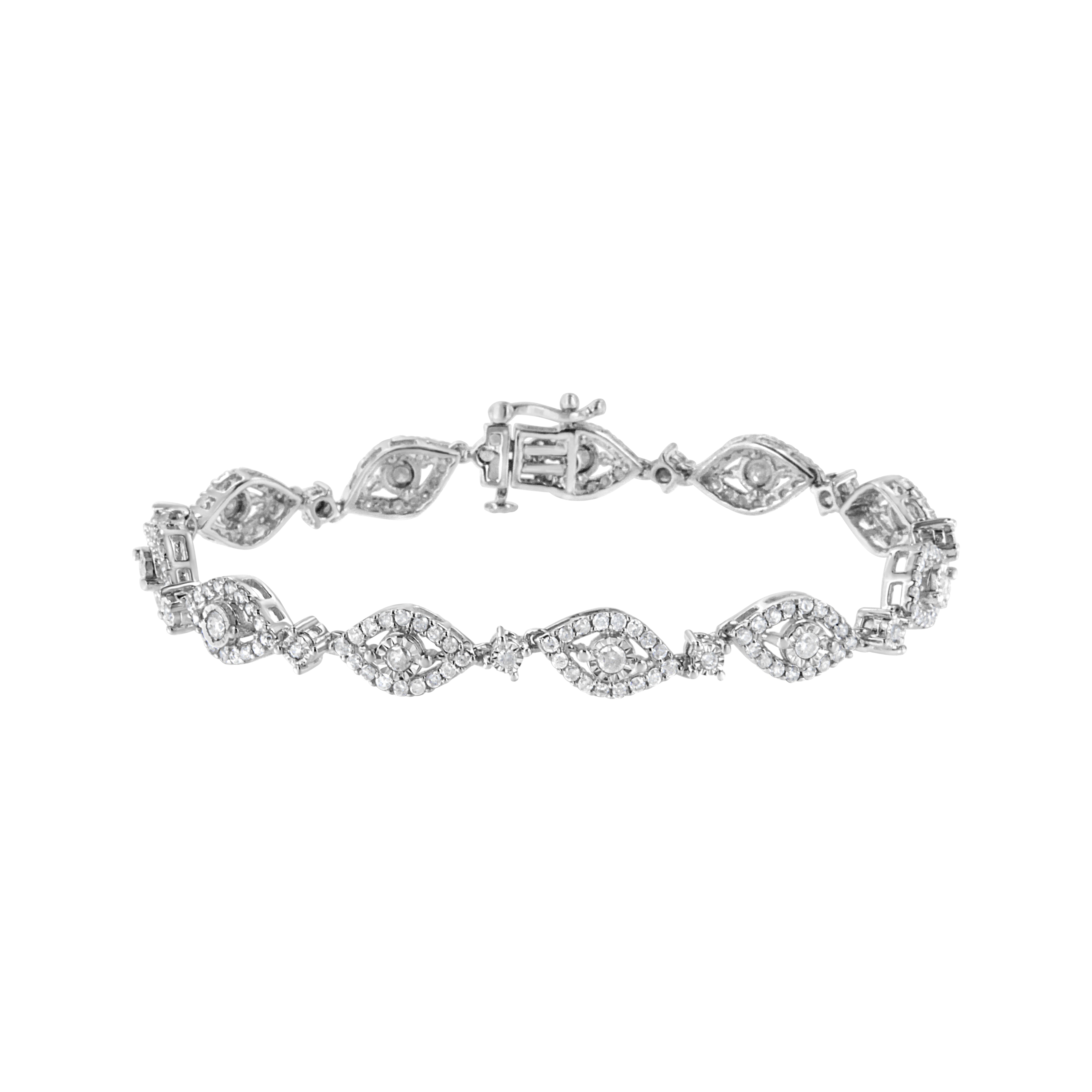 .925 Sterling Silver 2 1/2 Cttw Diamond Pear Shaped and Bezel Link Bracelet I-J Color, I2-I3 Clarity - 7.5 " on sale at MyriadMart