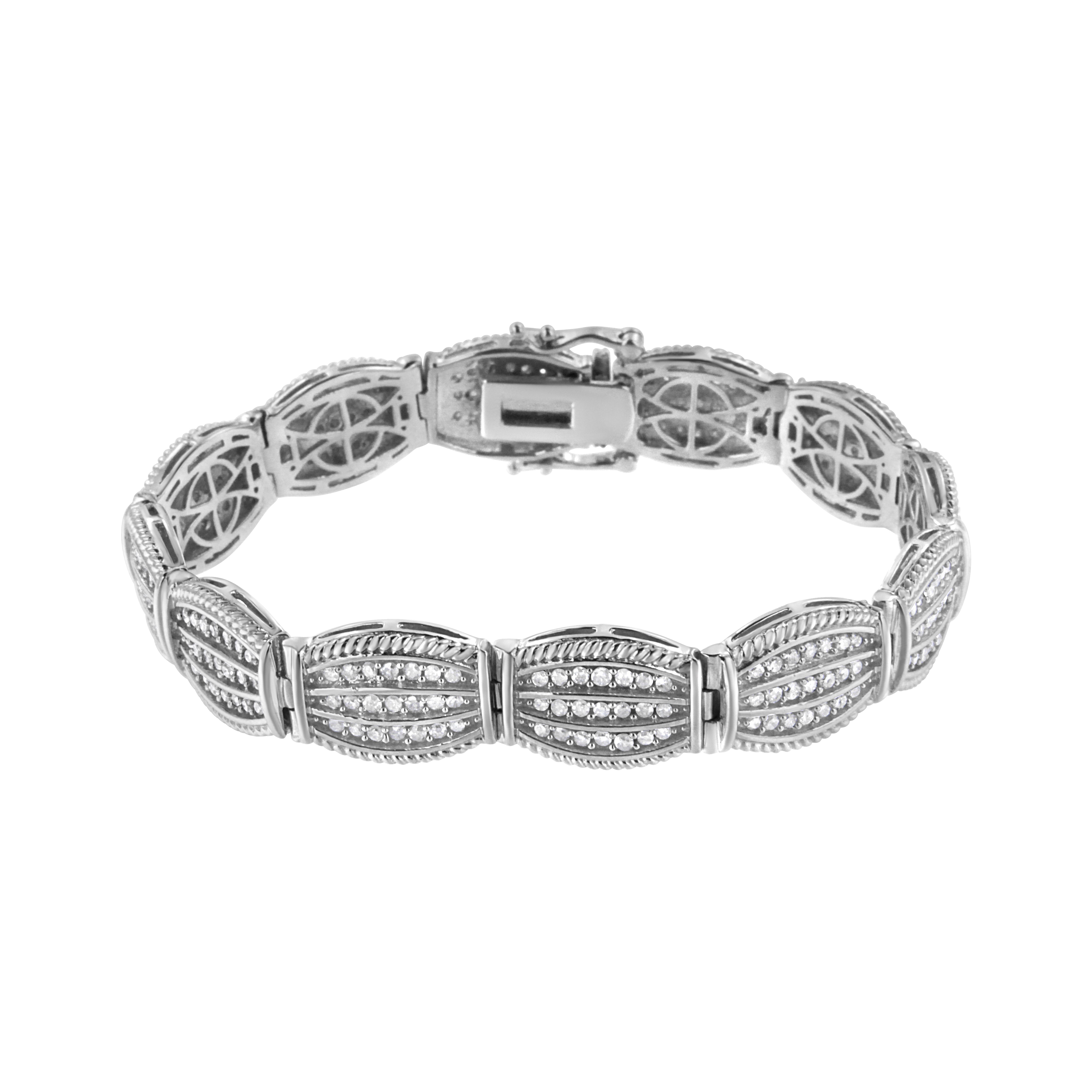 .925 Sterling Silver 3.0 Cttw Prong Set Diamond Art Deco Style Tennis Bracelet I-J Color, I2-I3 Clarity - 7.25" on sale at MyriadMart