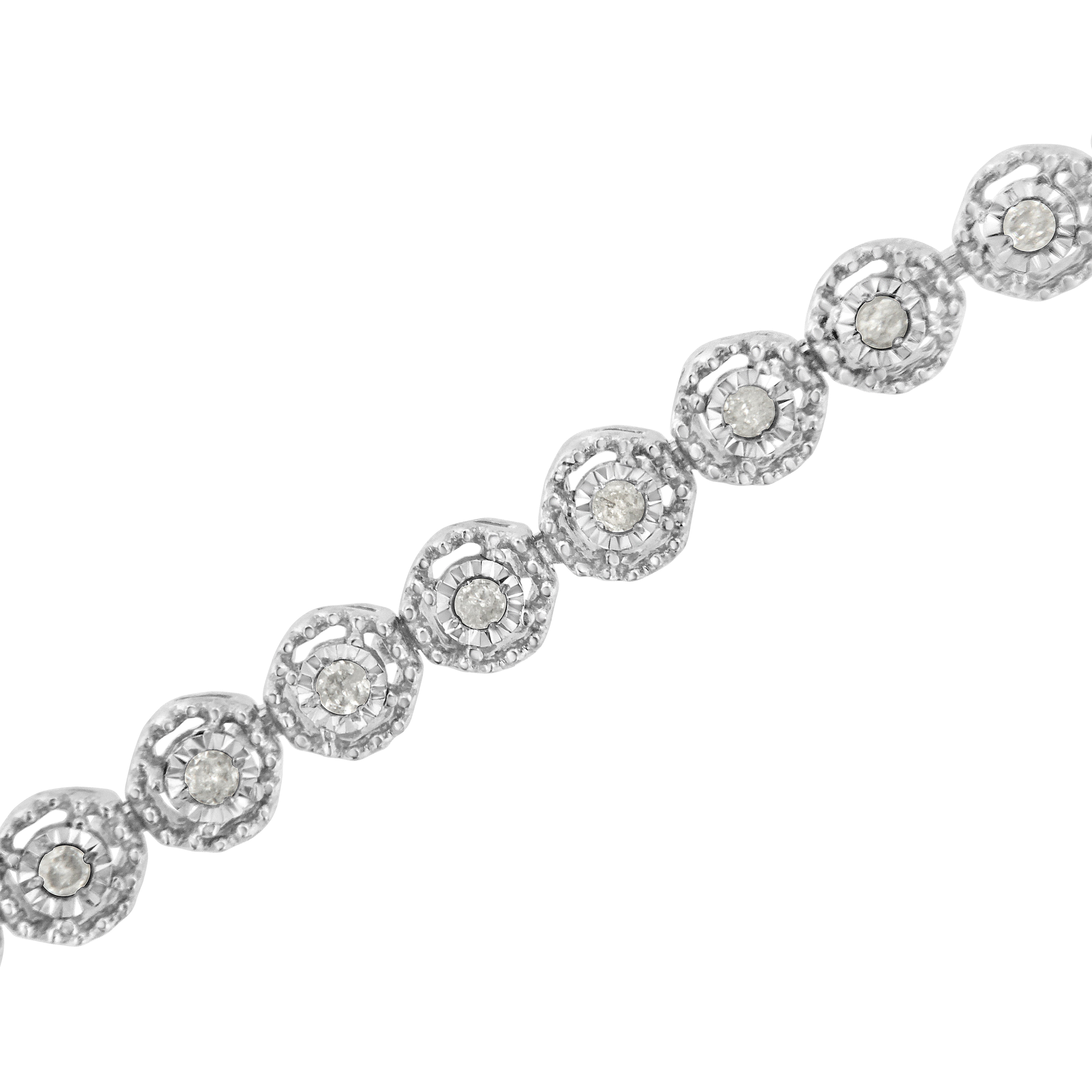 .925 Sterling Silver 1/2 Cttw Miracle Set Round Diamond Bezel Design Link Bracelet I-J Color, I2-I3 Clarity - 7.25" on sale at MyriadMart