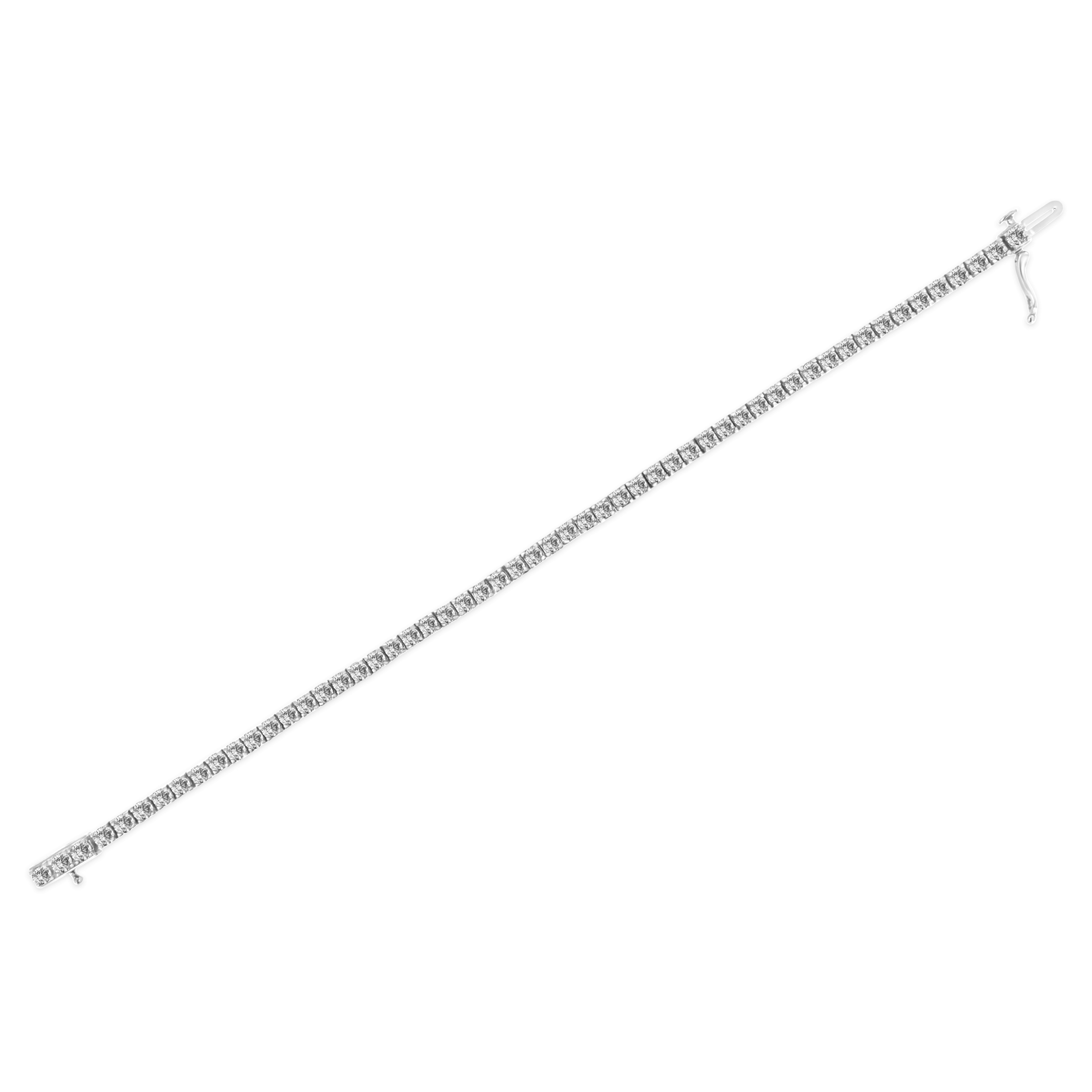 14K White Gold 5.00 Cttw Prong Set Lab Grown Round Diamond Classic Tennis Bracelet F-G Color, VS2-SI1 Clarity - 7.25" on sale at MyriadMart