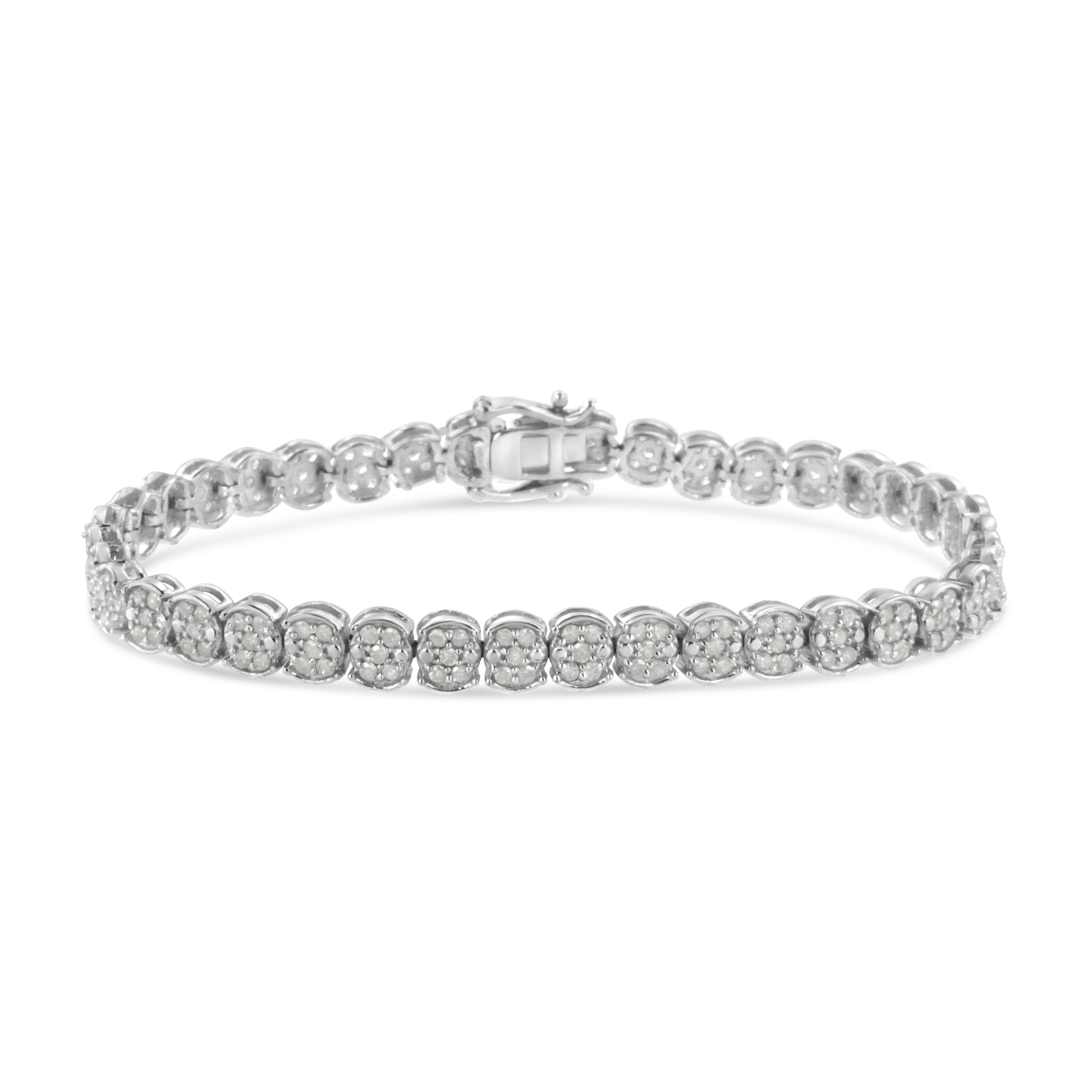 .925 Sterling Silver 2.0 Cttw Diamond Cluster Link Bracelet I-J Color, I2-I3 Clarity - Size 7.25" on sale at MyriadMart