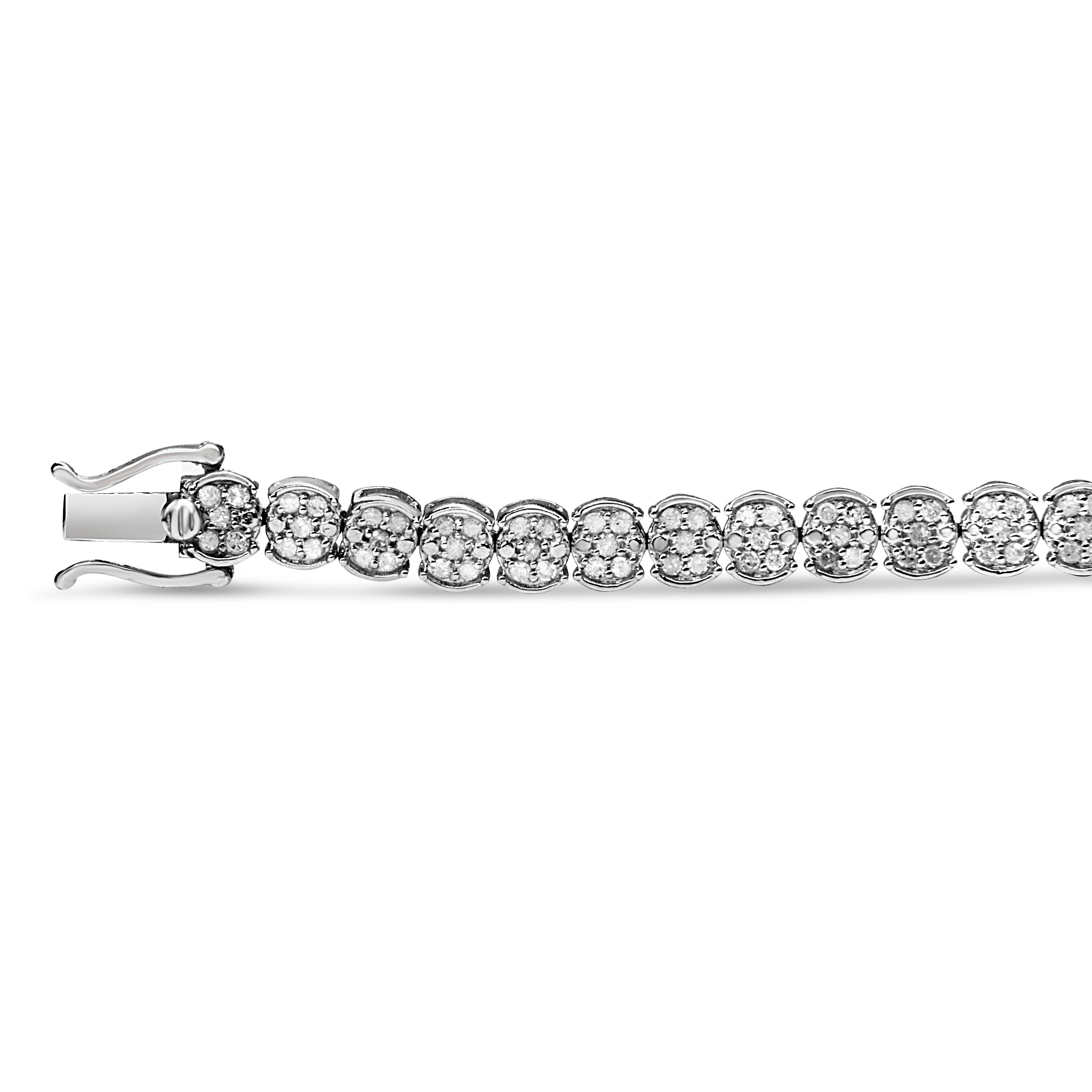 .925 Sterling Silver 2.0 Cttw Diamond Cluster Link Bracelet I-J Color, I2-I3 Clarity - Size 7.25" on sale at MyriadMart