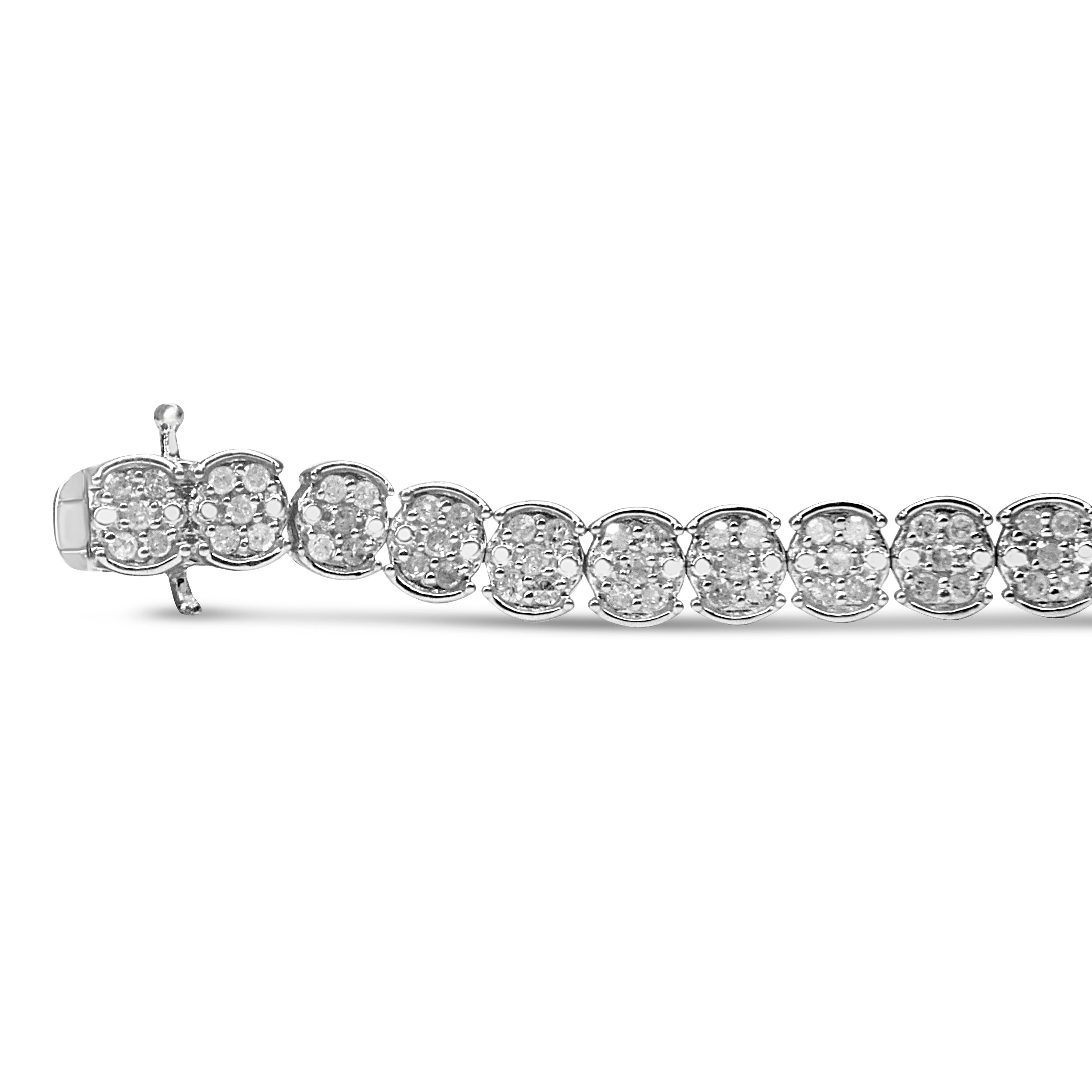 .925 Sterling Silver 2.0 Cttw Diamond Cluster Link Bracelet I-J Color, I2-I3 Clarity - Size 7.25" on sale at MyriadMart