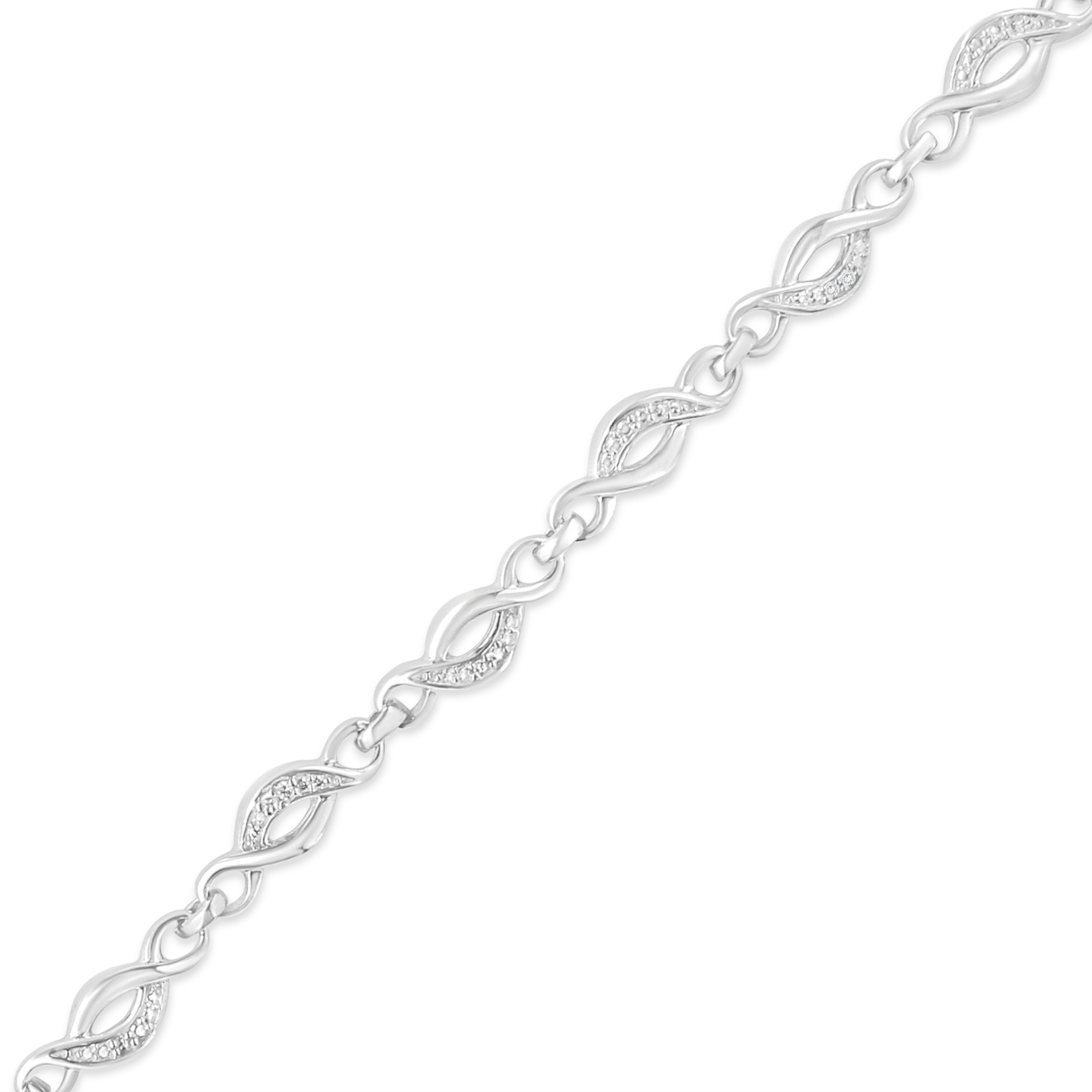 .925 Sterling Silver Prong Set Diamond Accent Curved Spiral Link Bracelet I-J Color, I3 Clarity - 7.25" on sale at MyriadMart
