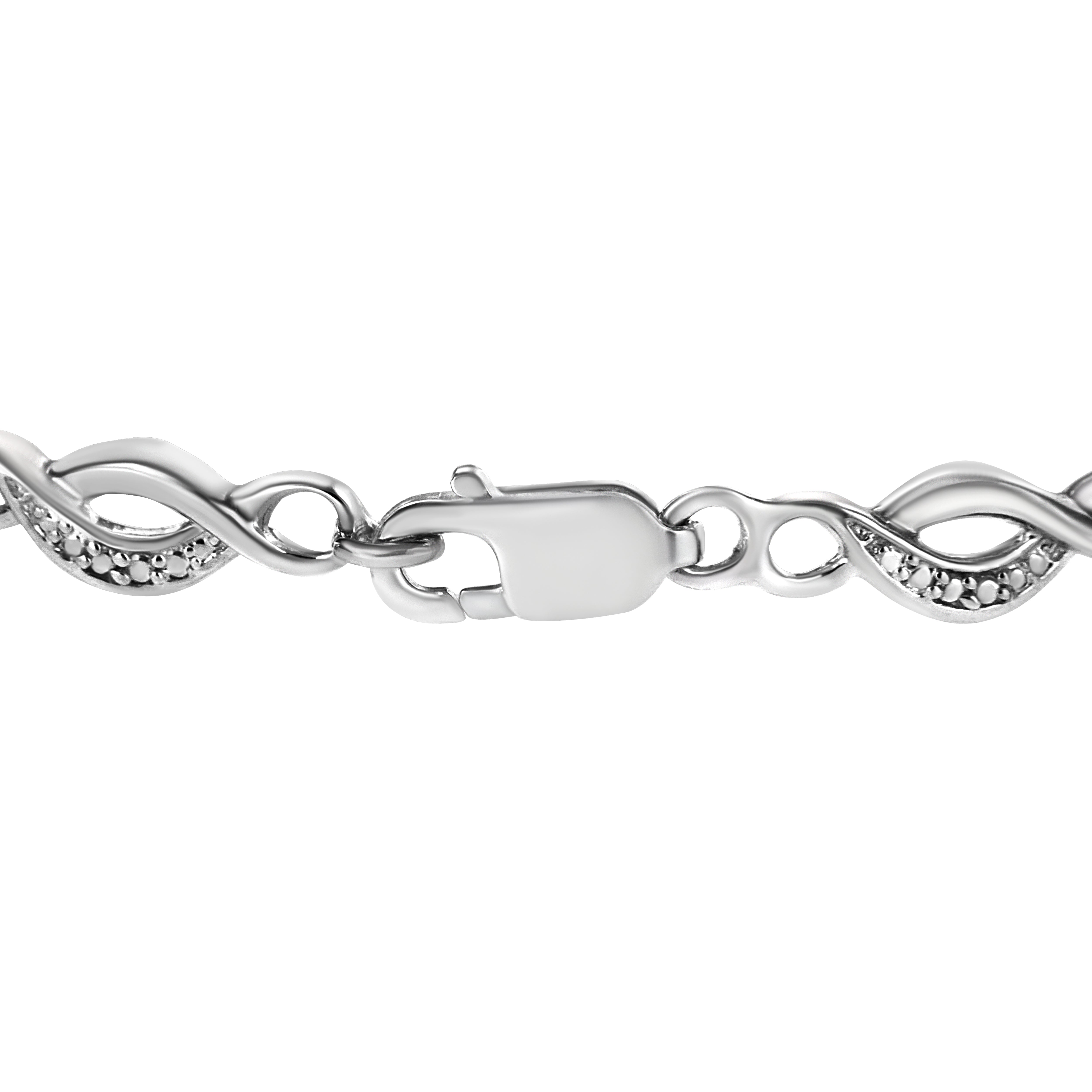 .925 Sterling Silver Prong Set Diamond Accent Curved Spiral Link Bracelet I-J Color, I3 Clarity - 7.25" on sale at MyriadMart