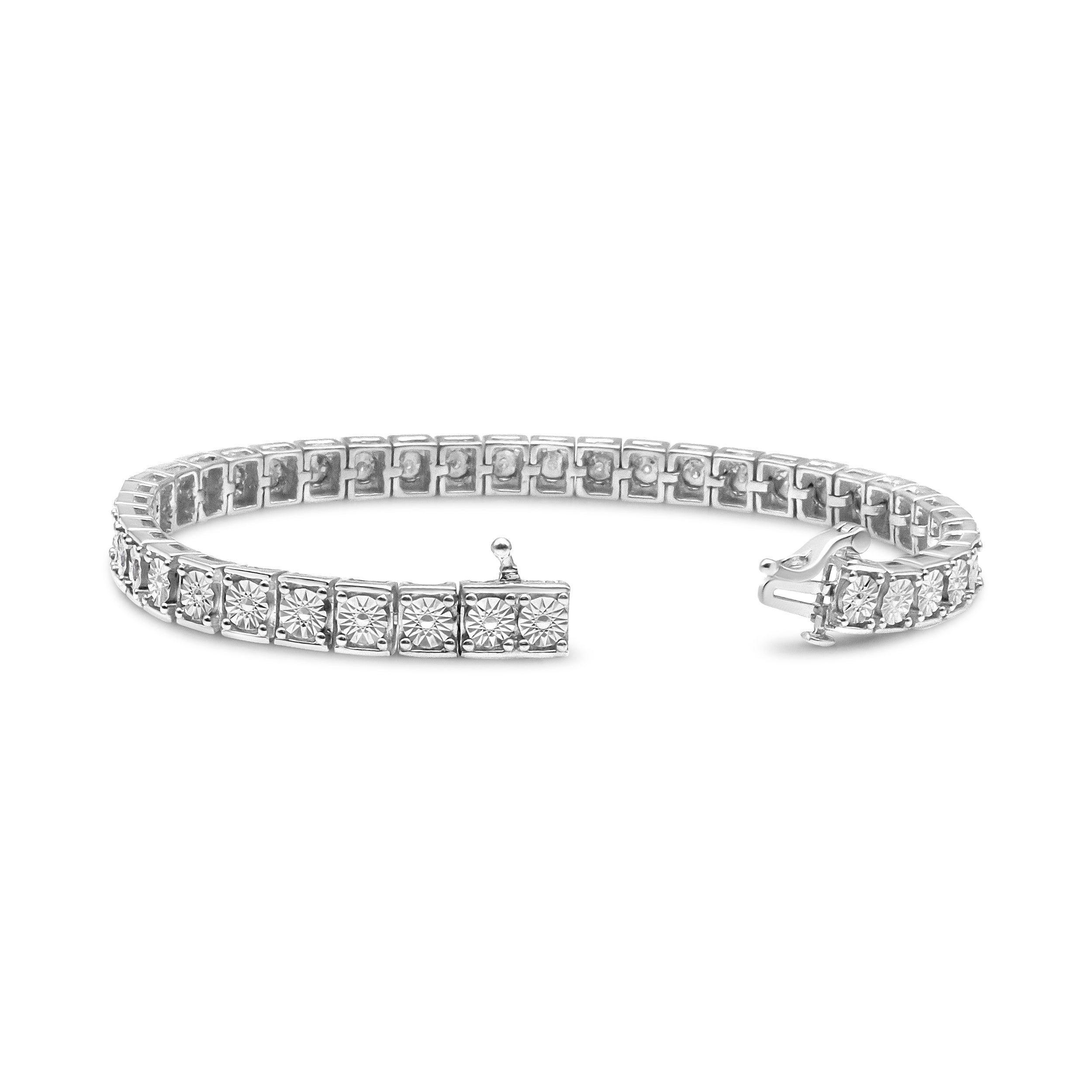 .925 Sterling Silver 1/4 Cttw Diamond Link Bracelet I-J Color, I2-I3 Clarity - Size 7.25" on sale at MyriadMart