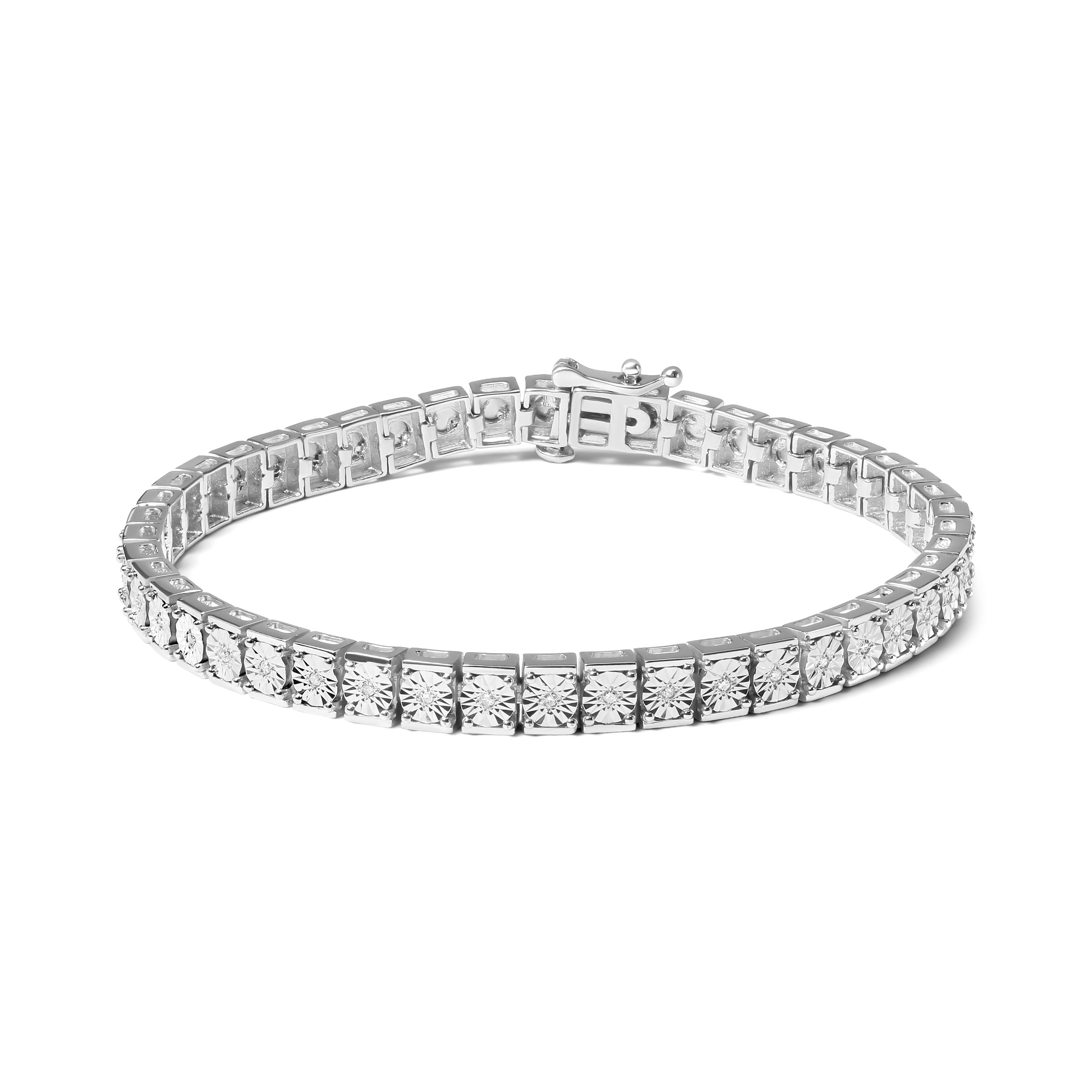 .925 Sterling Silver 1/10 Cttw Diamond 7.25" Link Bracelet I-J Color, I2-I3 Clarity on sale at MyriadMart