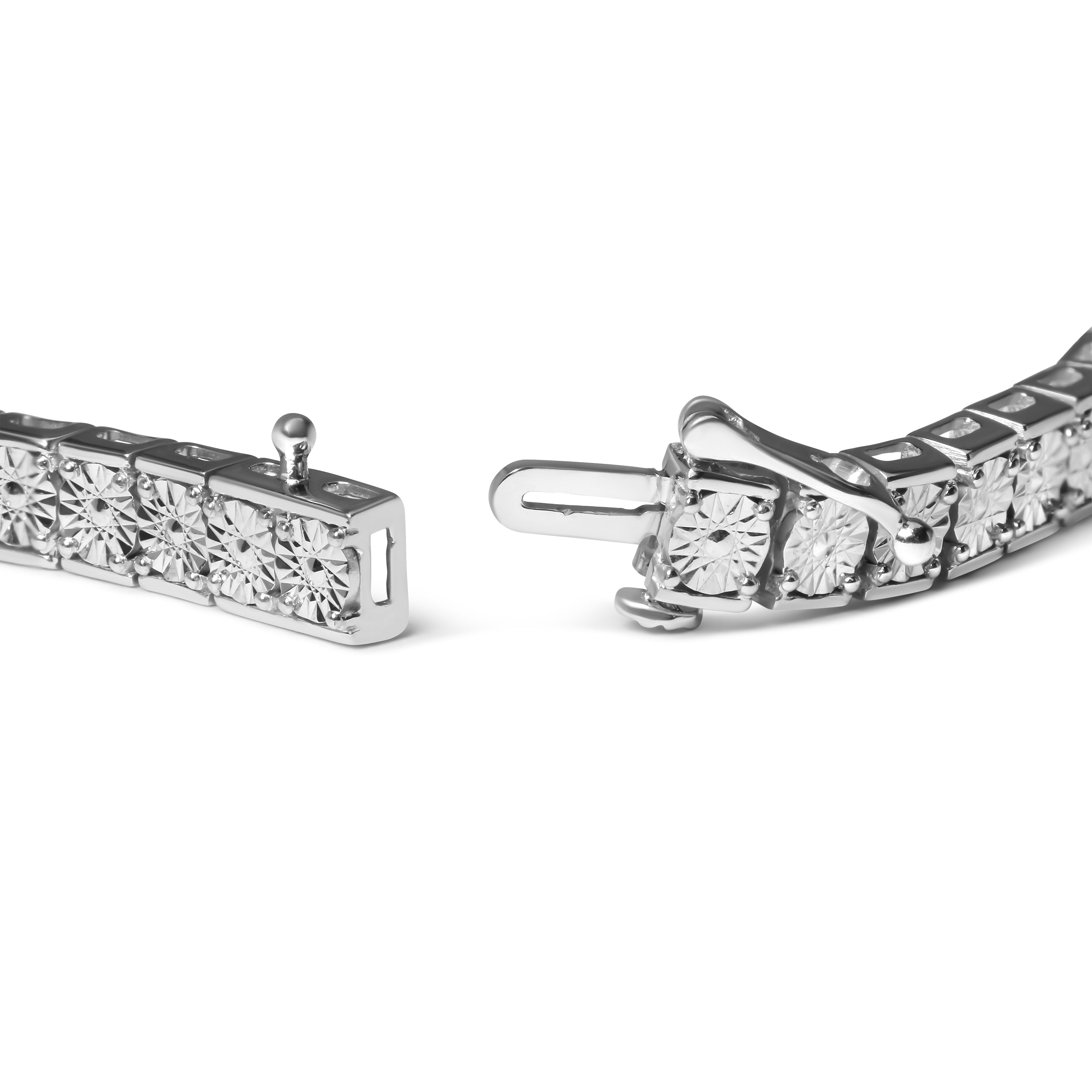 .925 Sterling Silver 1/10 Cttw Diamond 7.25" Link Bracelet I-J Color, I2-I3 Clarity on sale at MyriadMart