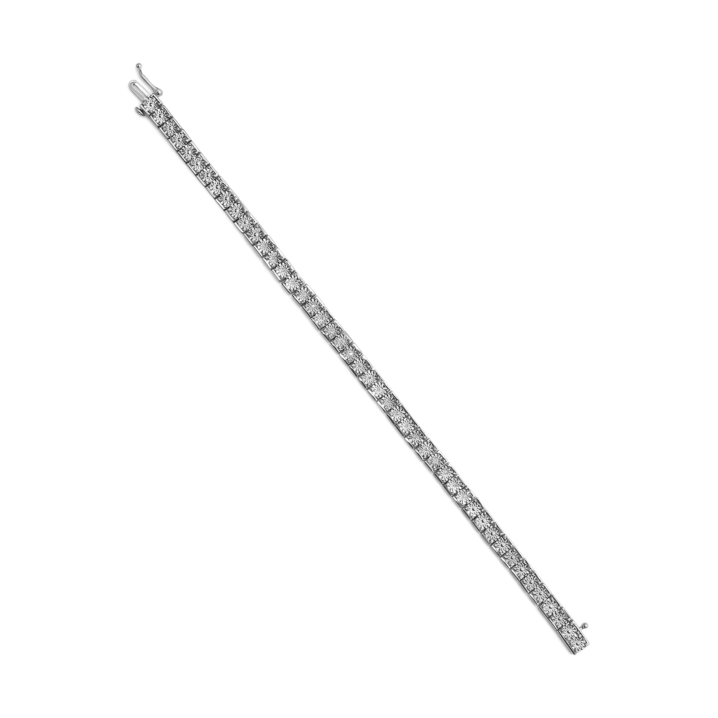 .925 Sterling Silver 1/10 Cttw Diamond 7.25" Link Bracelet I-J Color, I2-I3 Clarity on sale at MyriadMart