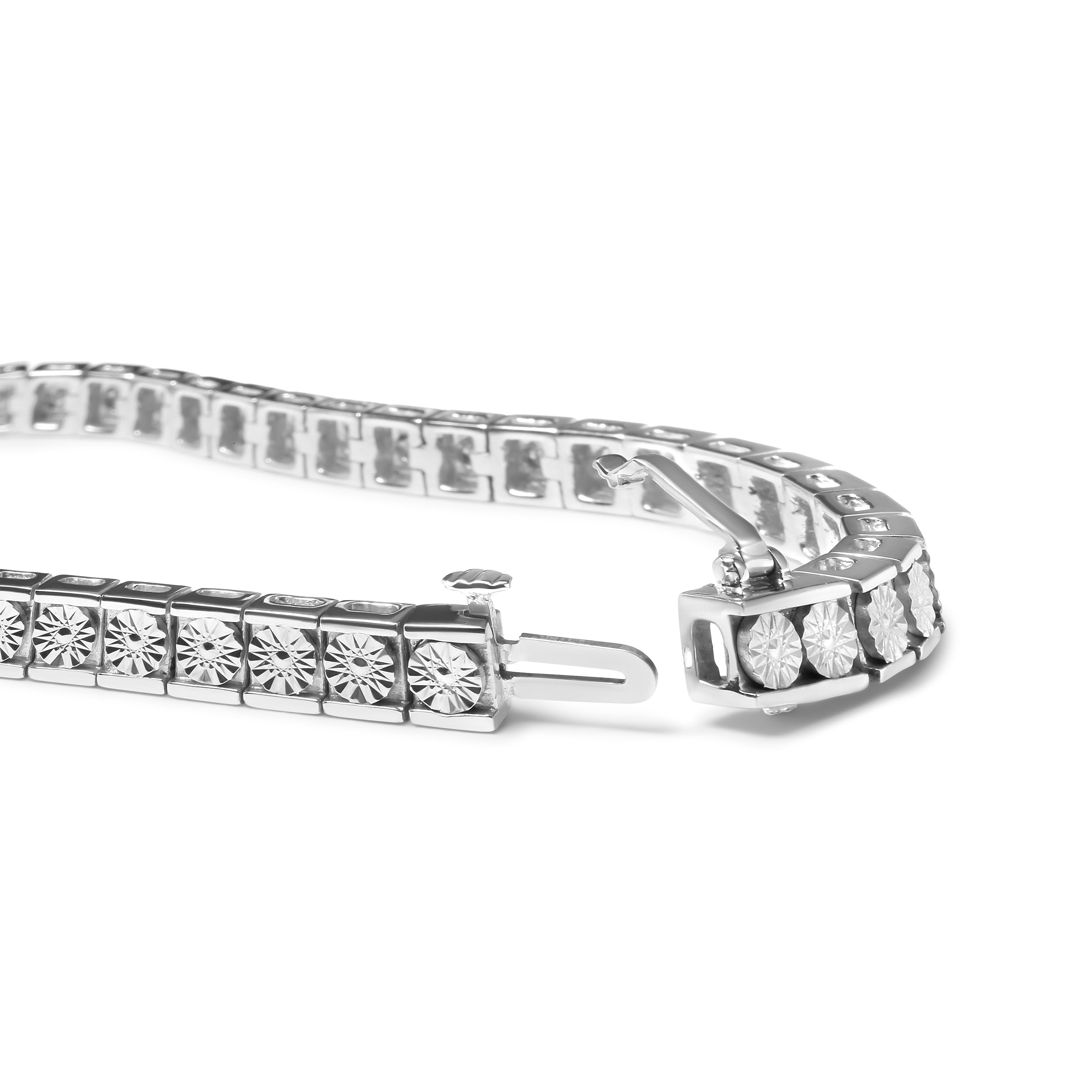 .925 Sterling Silver 1/4 Cttw Miracle Set Diamond and Bead Link 7.25" Tennis Bracelet I-J Color, I2-I3 Clarity on sale at MyriadMart