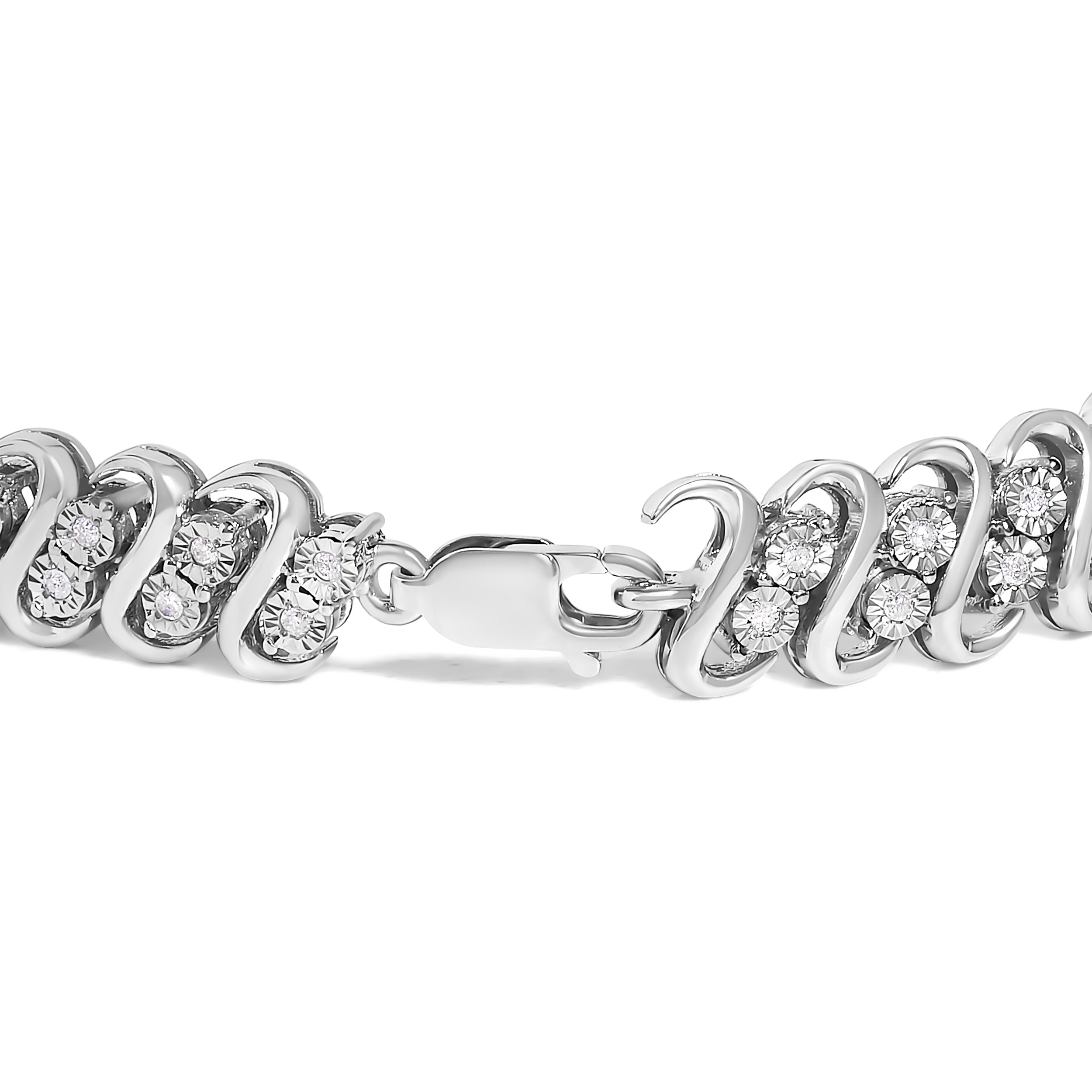.925 Sterling Silver 1/2 Cttw Diamond Double Row S-Link Bracelet I-J Color, I2-I3 Clarity - 7.5" Inches on sale at MyriadMart