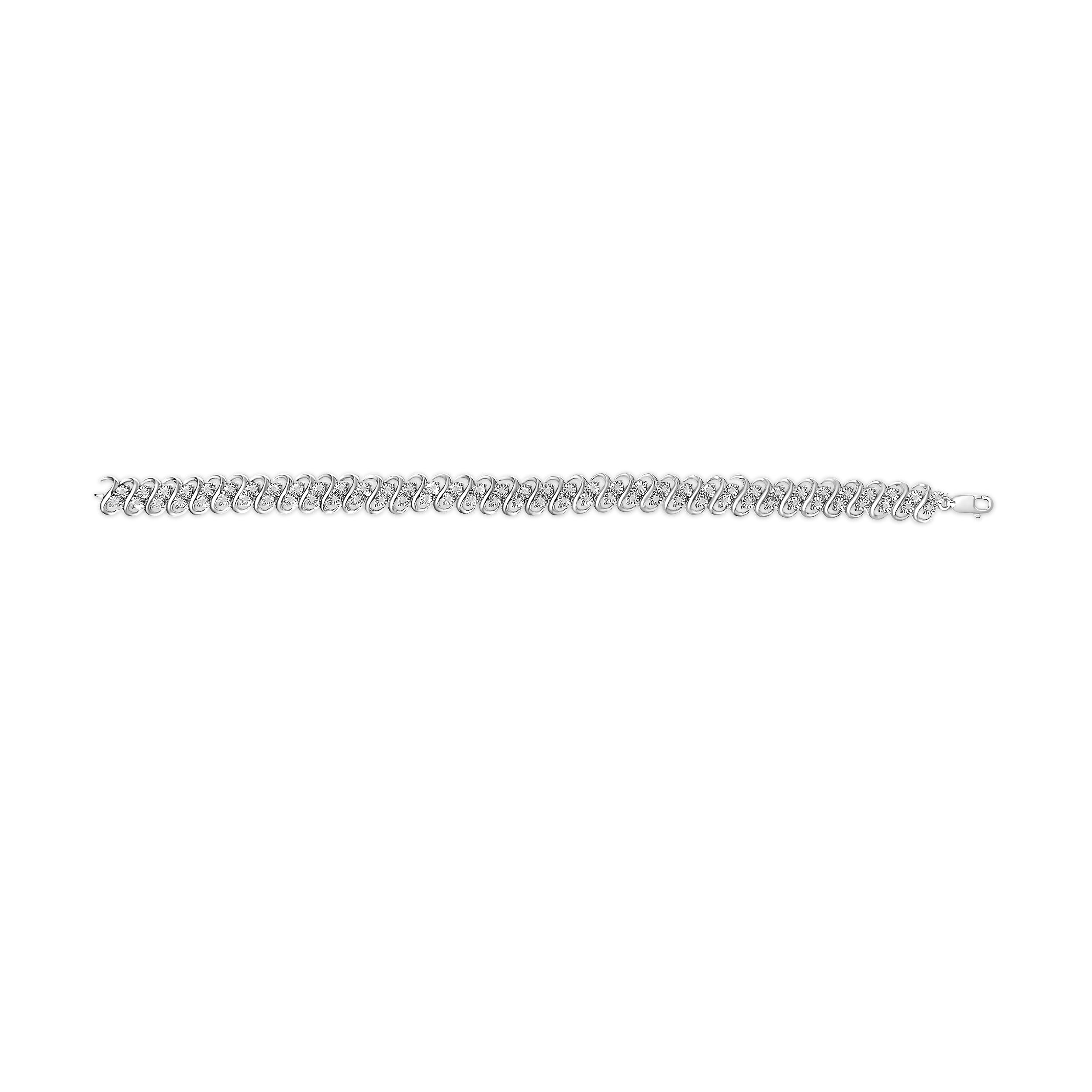 .925 Sterling Silver 1/2 Cttw Diamond Double Row S-Link Bracelet I-J Color, I2-I3 Clarity - 7.5" Inches on sale at MyriadMart