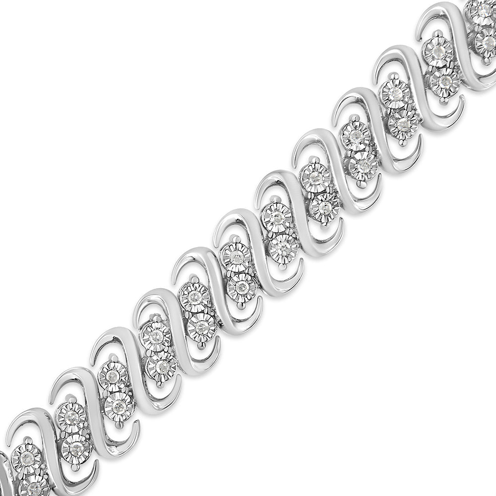 .925 Sterling Silver 1/2 Cttw Diamond Double Row S-Link Bracelet I-J Color, I2-I3 Clarity - 7.5" Inches on sale at MyriadMart