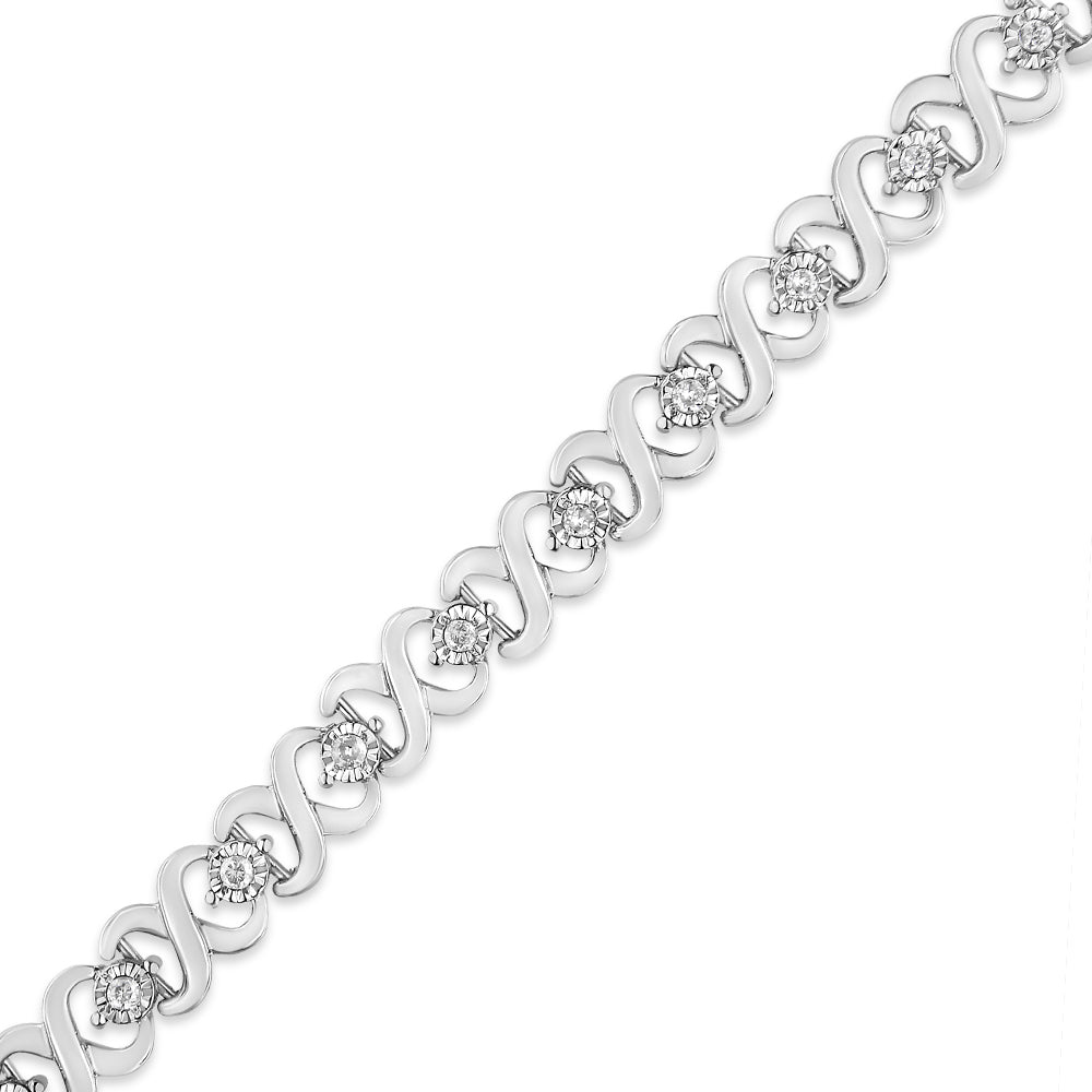 .925 Sterling Silver 1/3 Cttw Miracle Plate Round-Cut Diamond Infinity Link Bracelet I-J Color, I3 Clarity - Size 7.25" on sale at MyriadMart