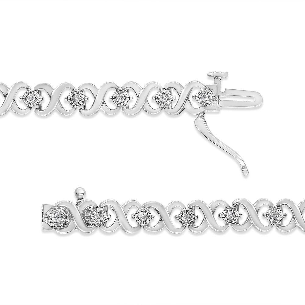 .925 Sterling Silver 1/3 Cttw Miracle Plate Round-Cut Diamond Infinity Link Bracelet I-J Color, I3 Clarity - Size 7.25" on sale at MyriadMart