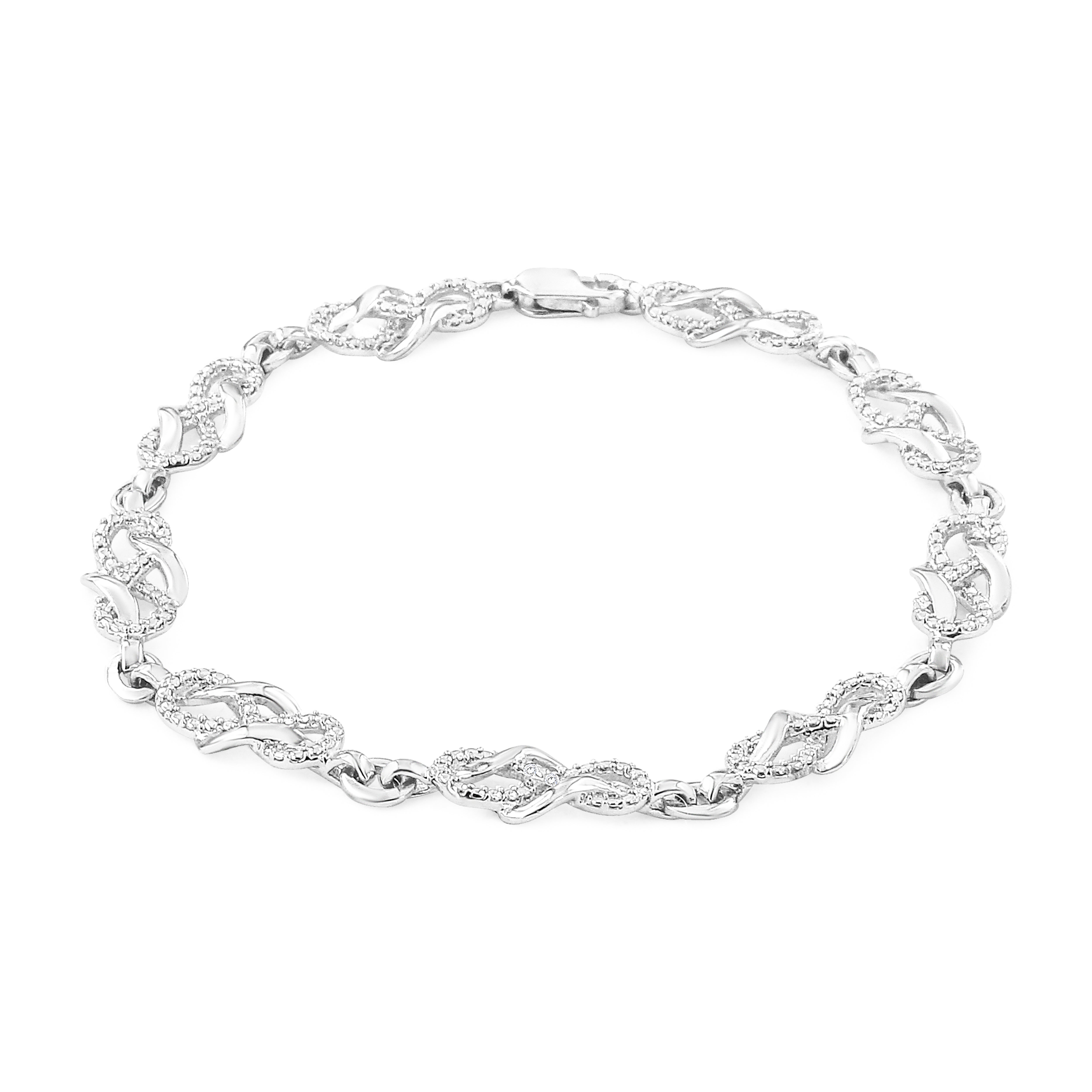.925 Sterling Silver Prong Set Diamond Accent Infinity Weave Link 7.25" Bracelet I-J Color, I3 Clarity on sale at MyriadMart
