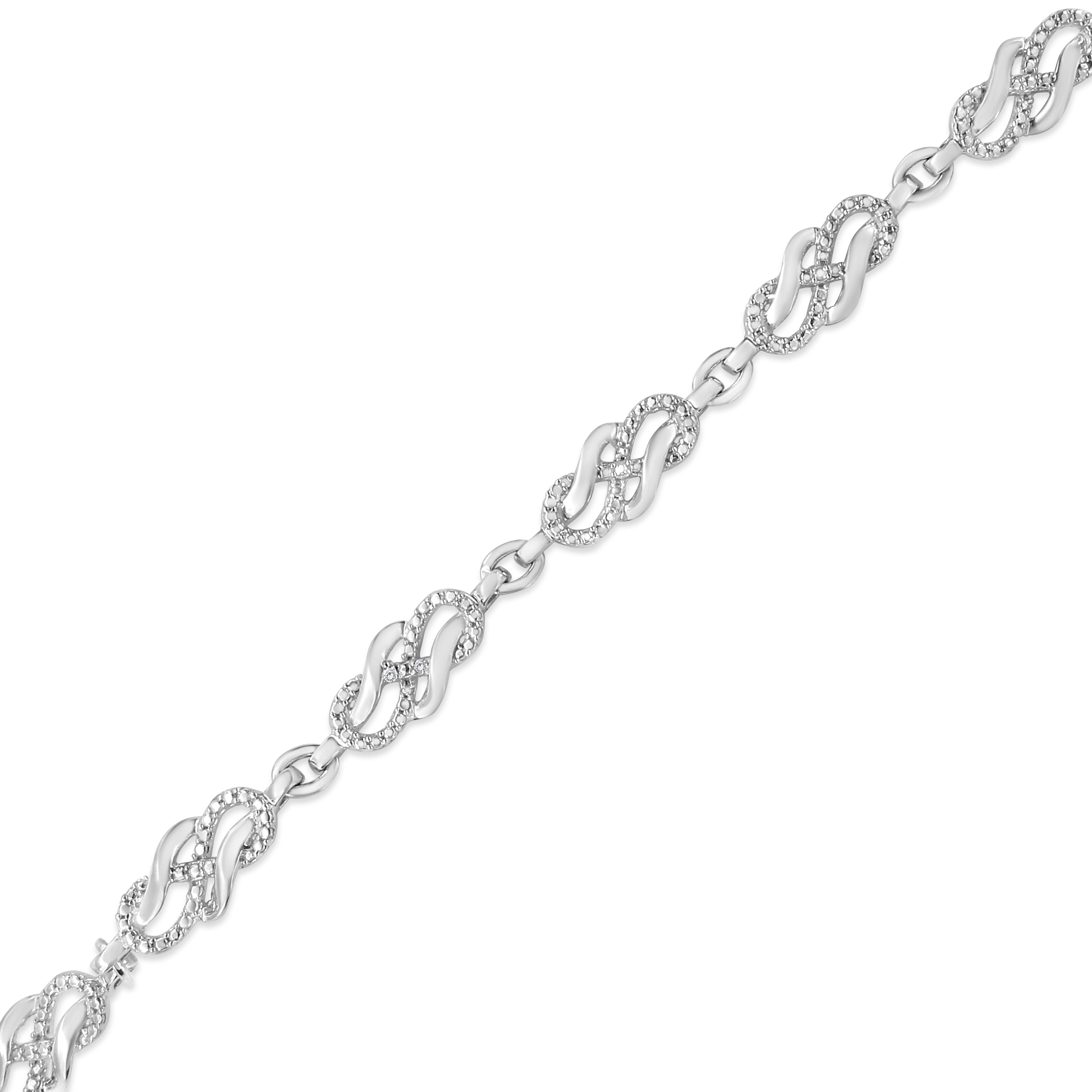 .925 Sterling Silver Prong Set Diamond Accent Infinity Weave Link 7.25" Bracelet I-J Color, I3 Clarity on sale at MyriadMart