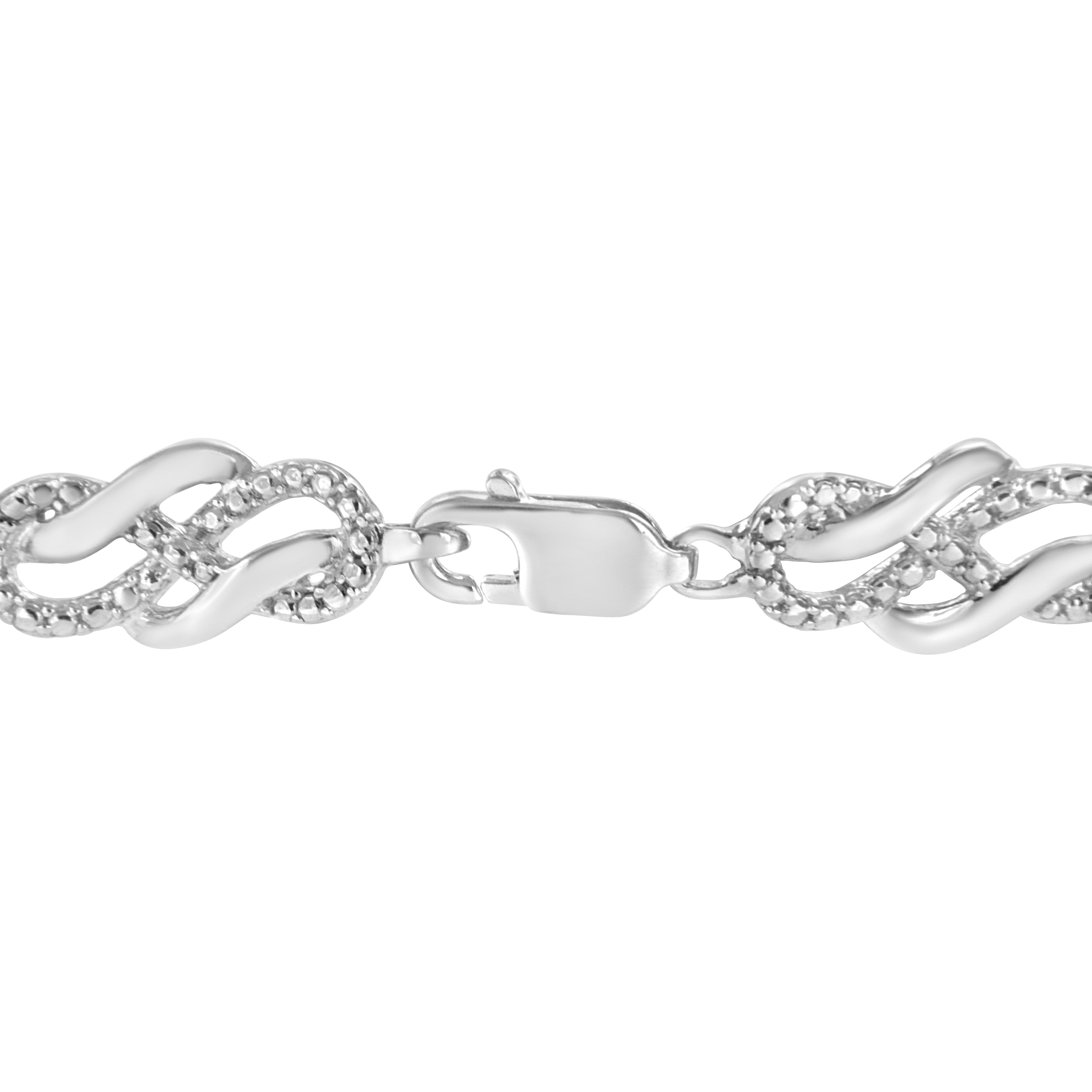 .925 Sterling Silver Prong Set Diamond Accent Infinity Weave Link 7.25" Bracelet I-J Color, I3 Clarity on sale at MyriadMart