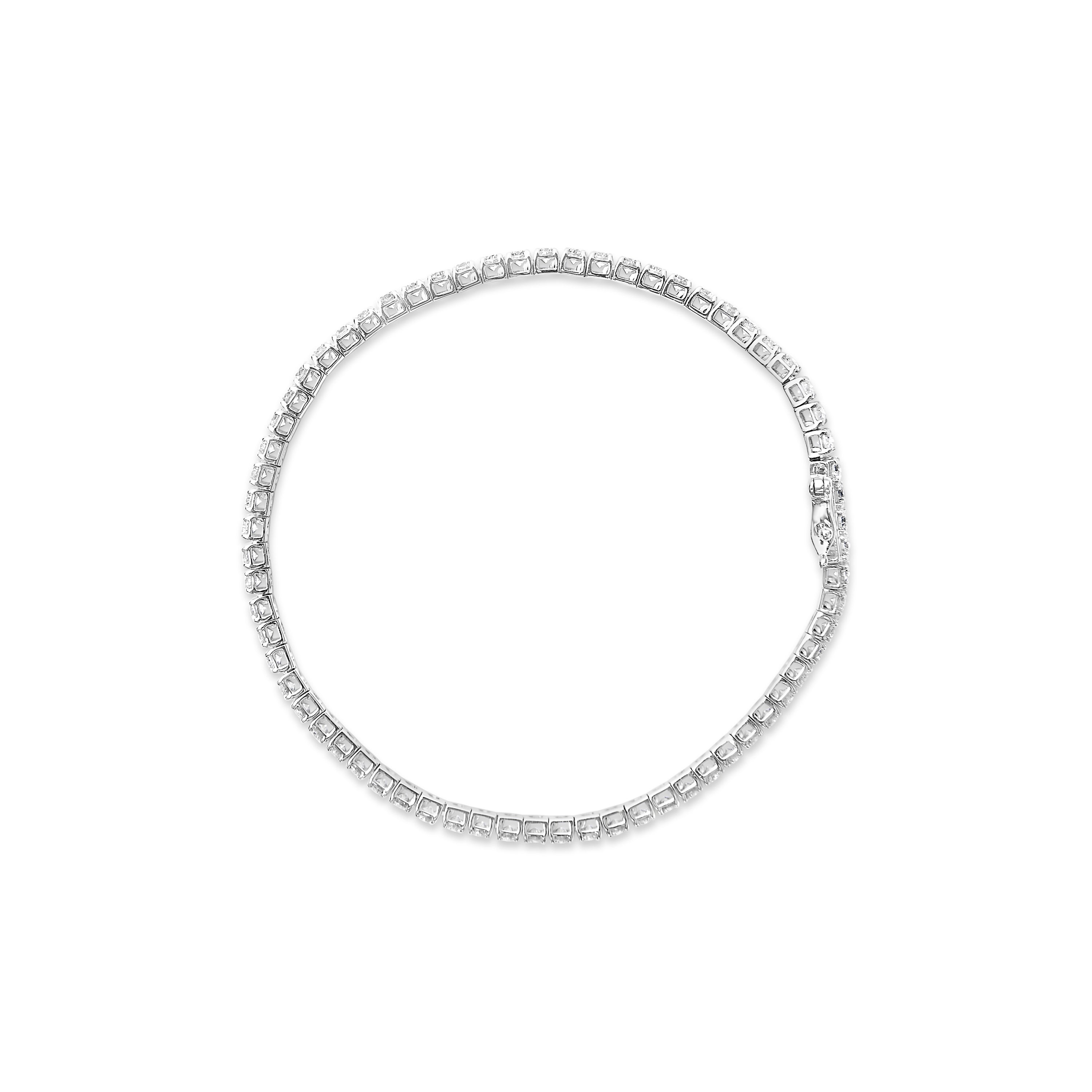 14K White Gold 4.0 Cttw Classic Lab-Grown Diamond Tennis Bracelet F-G Color, VS2-SI1 Clarity - 7" Inches on sale at MyriadMart