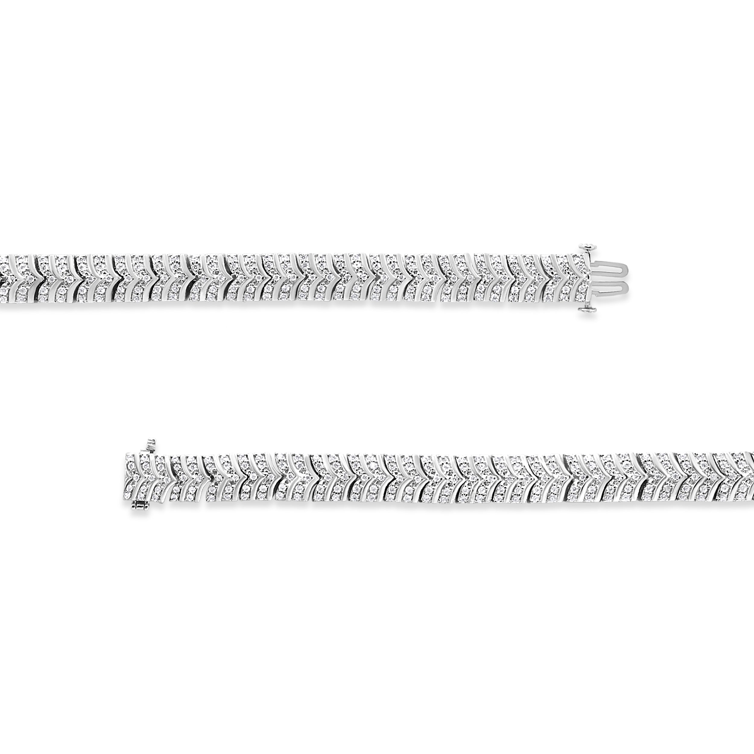 .925 Sterling Silver 3.00 Cttw Diamond Chevron Link Bracelet I2-I3 Clarity, I-J Color - Size 7.25" on sale at MyriadMart