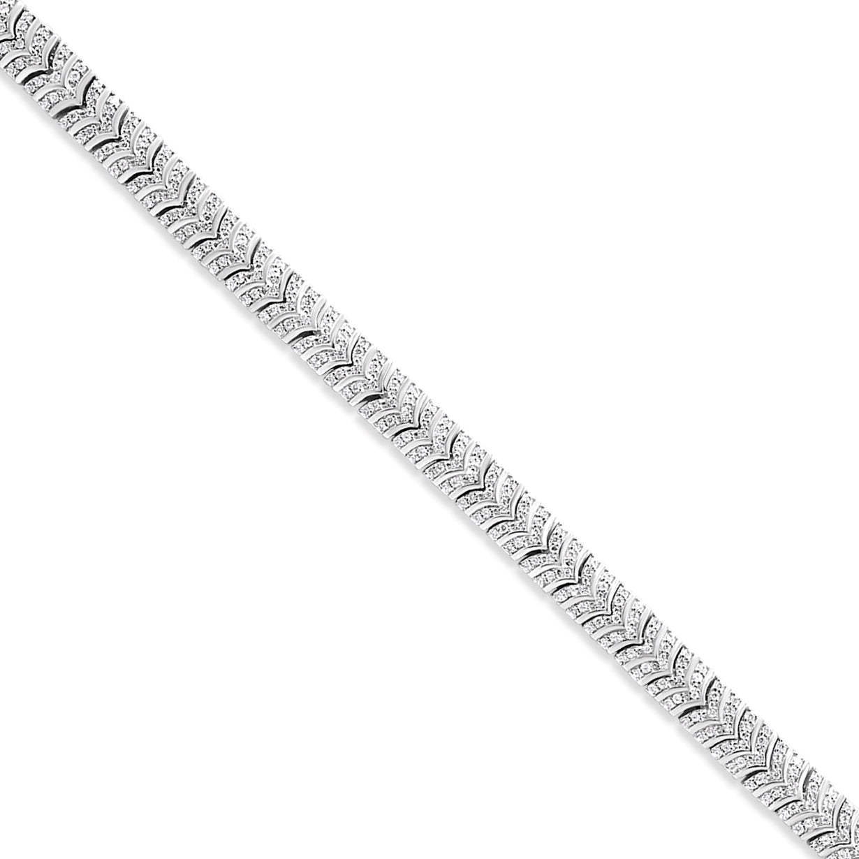 .925 Sterling Silver 3.00 Cttw Diamond Chevron Link Bracelet I2-I3 Clarity, I-J Color - Size 7.25" on sale at MyriadMart